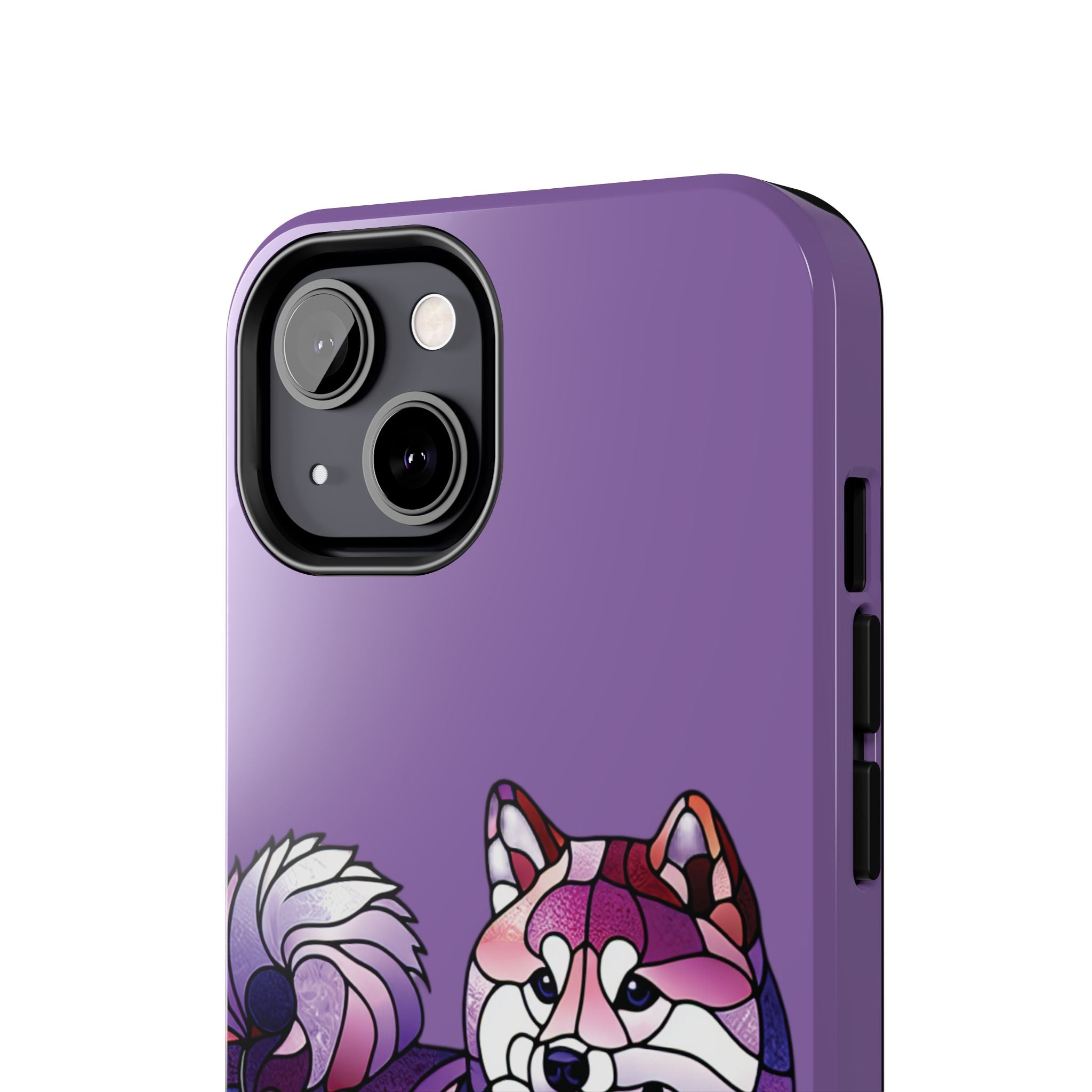 Purple Stained-Glass Shiba Inu Tough Phone Case — Protective Artistic Phone Cover