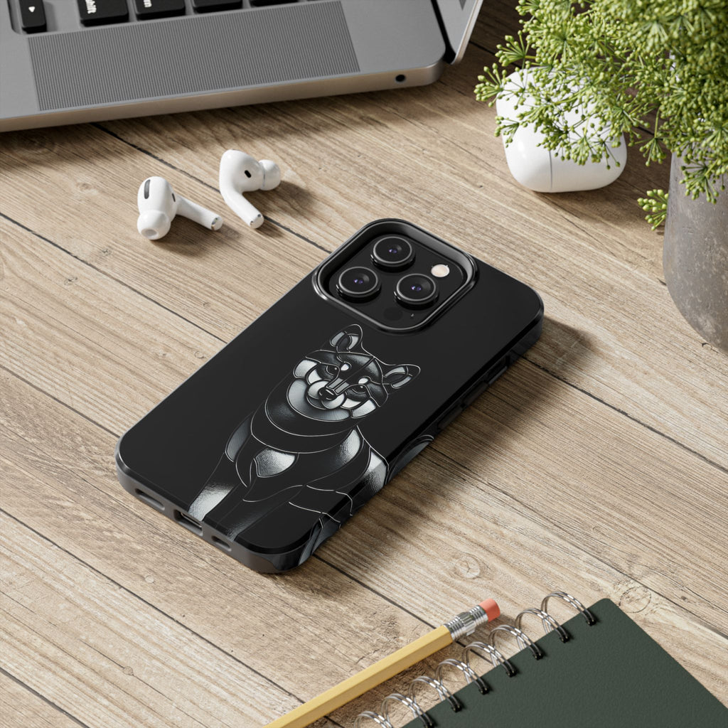 Wolf Silhouette Tough Phone Case — Black Geometric Wolf Protective Cover