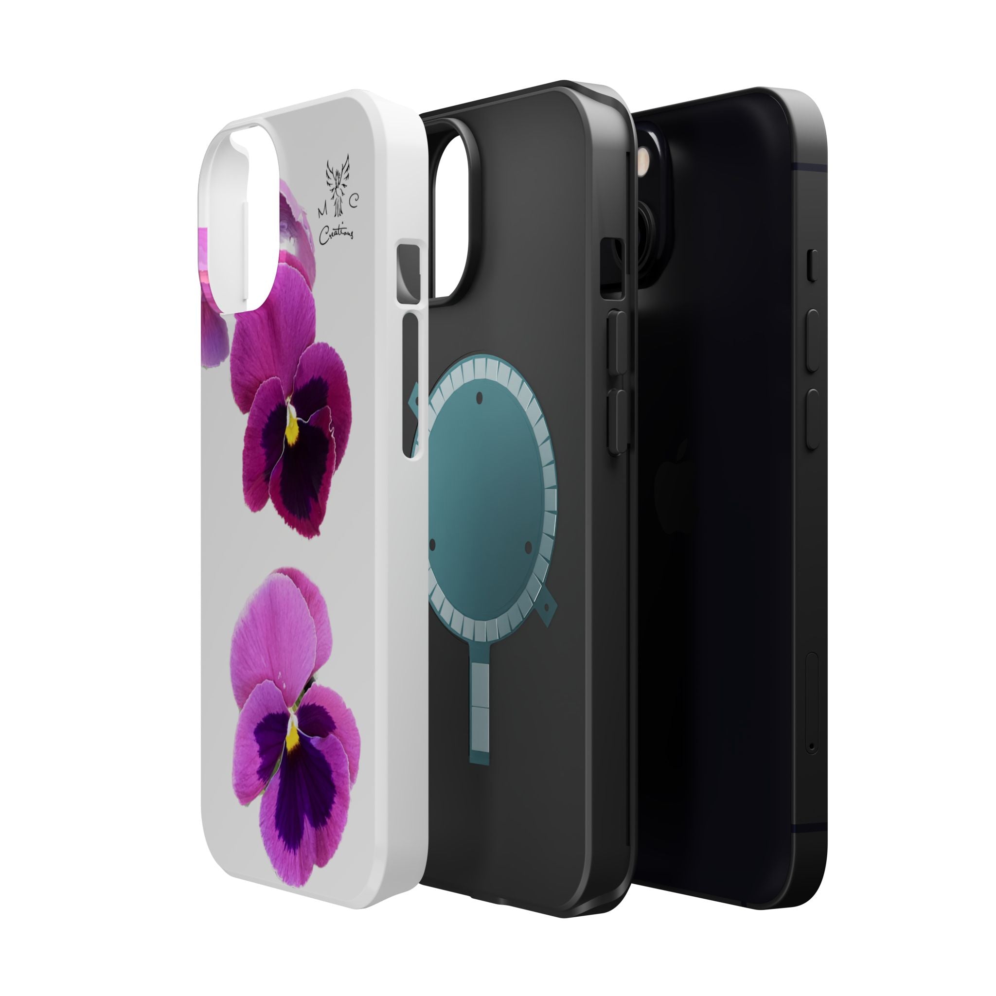 Pansy Blossom Magnetic Phone Case — Impact‑Resistant Floral iPhone Cover