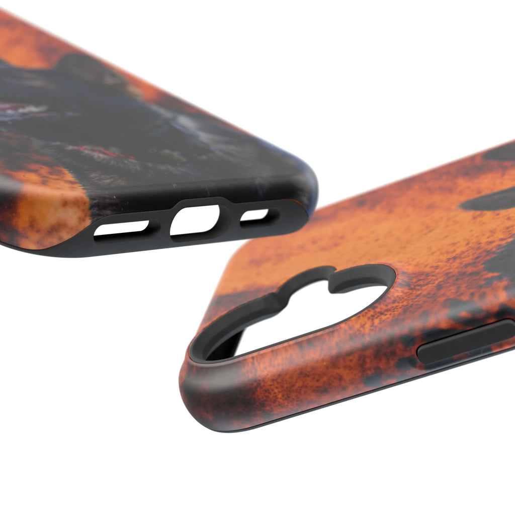 German Shepherd Phone Case — Flame Background Magnetic Impact-Resistant