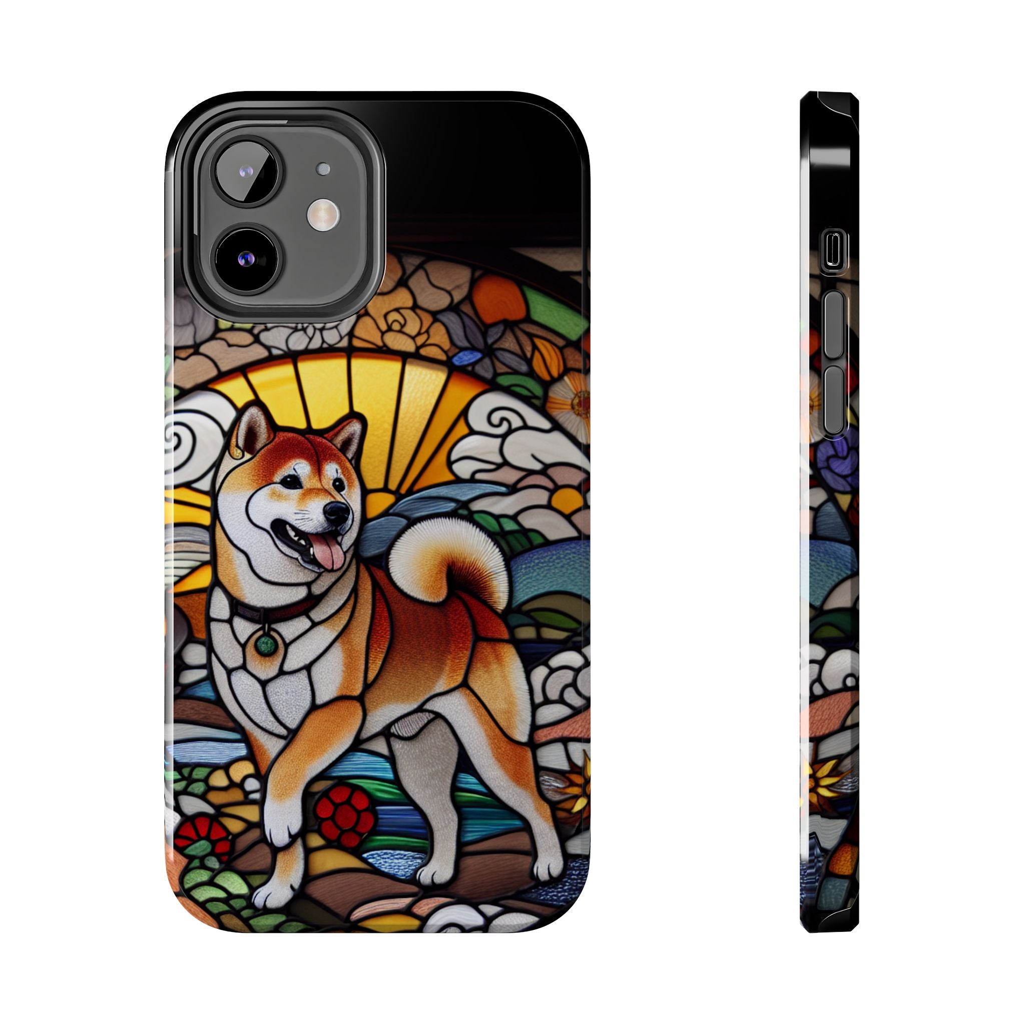 Shiba Inu Stained-Glass Tough Phone Case — Durable Protective Dog Art Cover