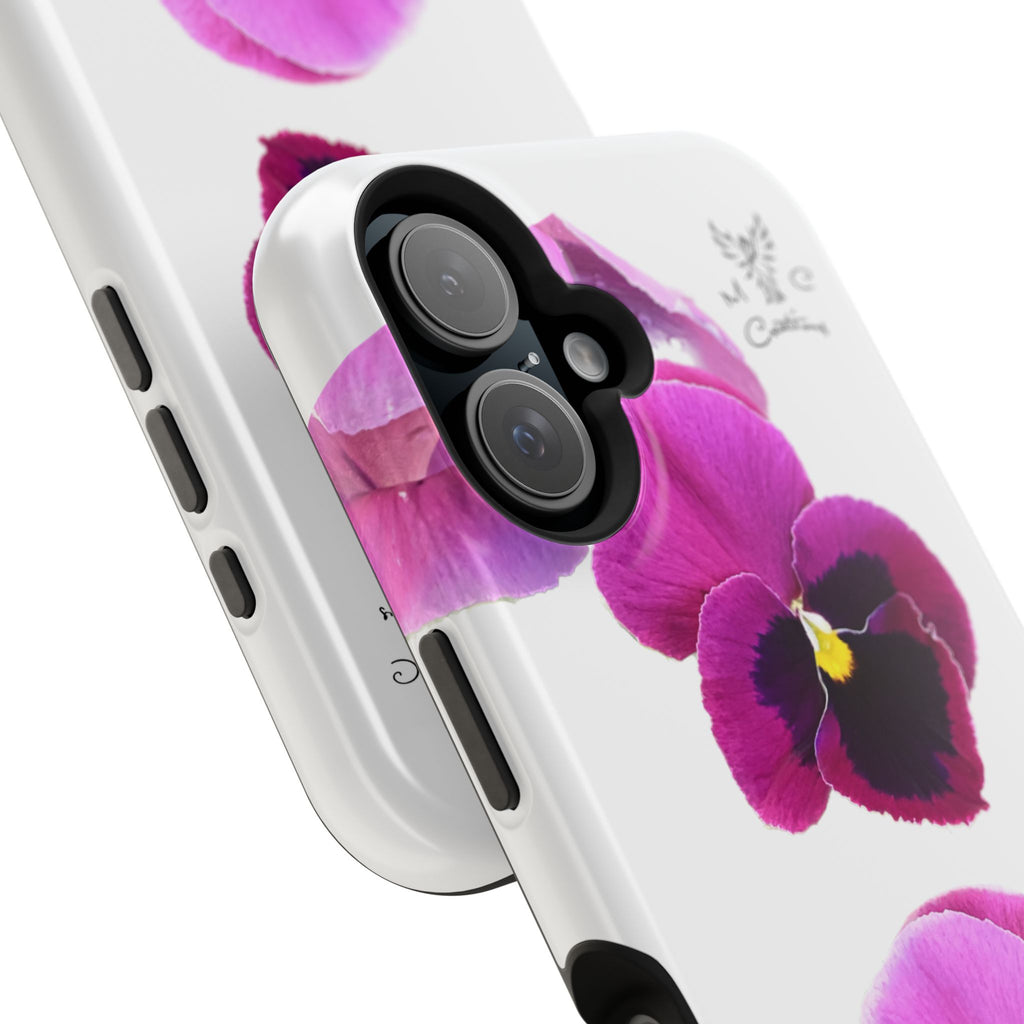 Pansy Blossom Magnetic Phone Case — Impact‑Resistant Floral iPhone Cover