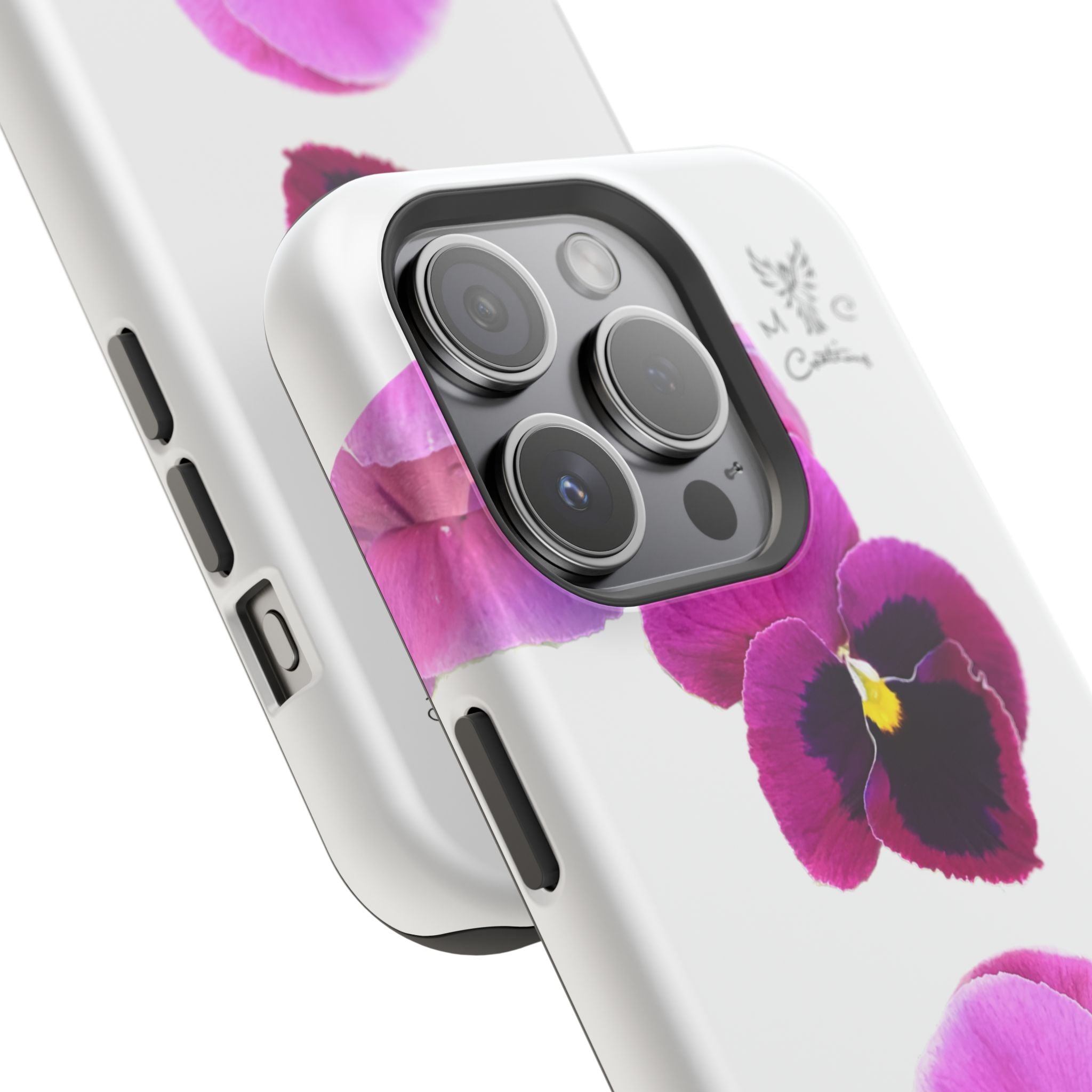 Pansy Blossom Magnetic Phone Case — Impact‑Resistant Floral iPhone Cover