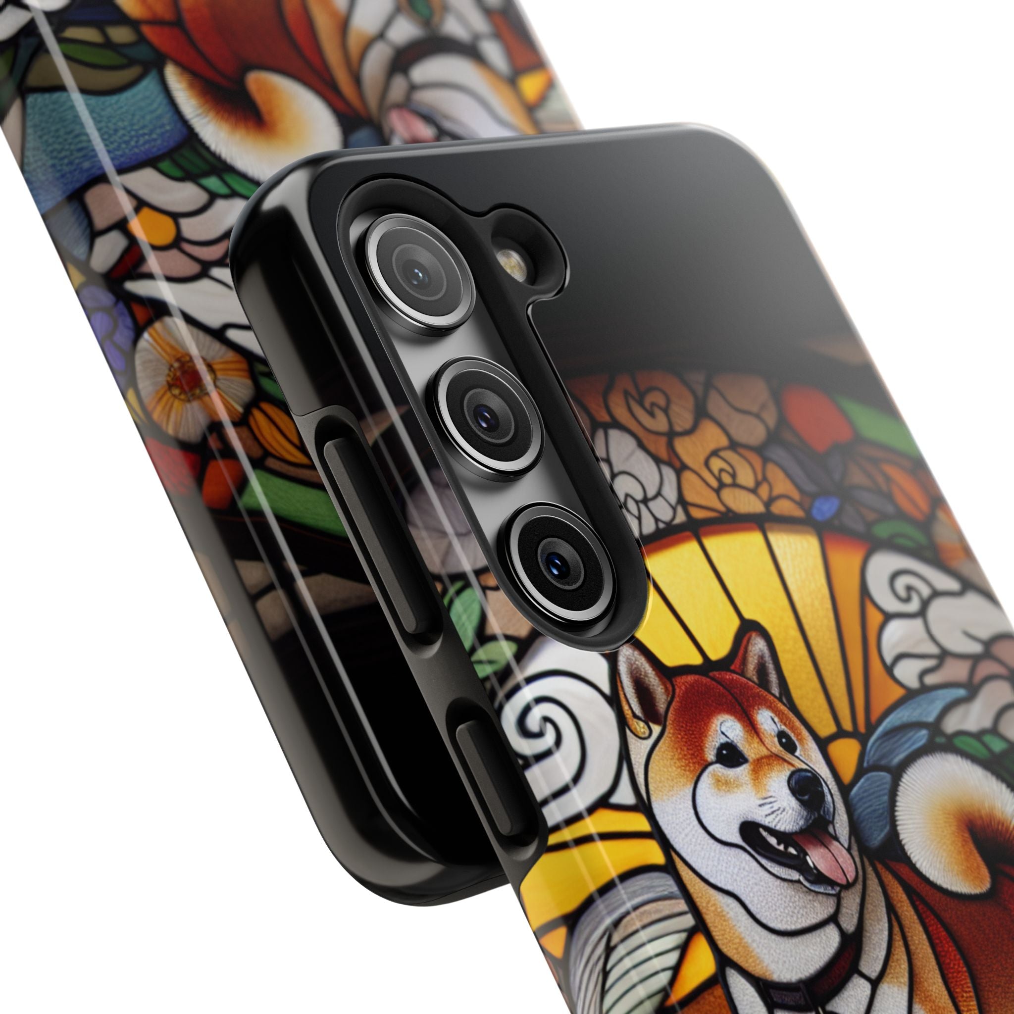 Shiba Inu Stained-Glass Tough Phone Case — Durable Protective Dog Art Cover