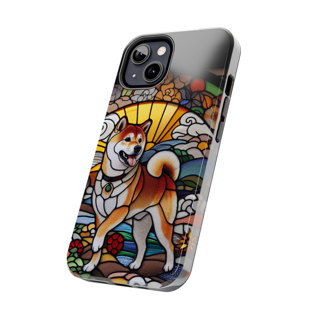 Shiba Inu Stained-Glass Tough Phone Case — Durable Protective Dog Art Cover