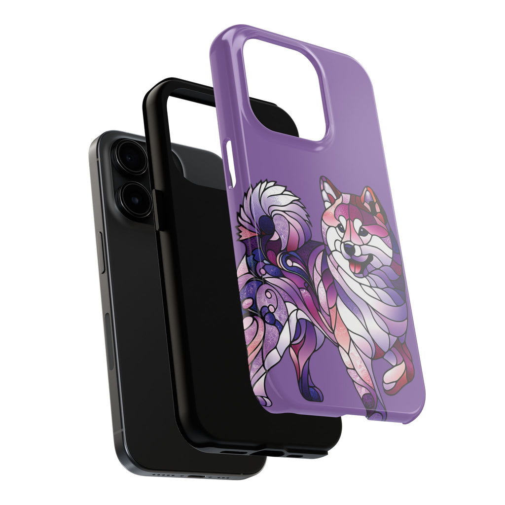 Purple Stained-Glass Shiba Inu Tough Phone Case — Protective Artistic Phone Cover