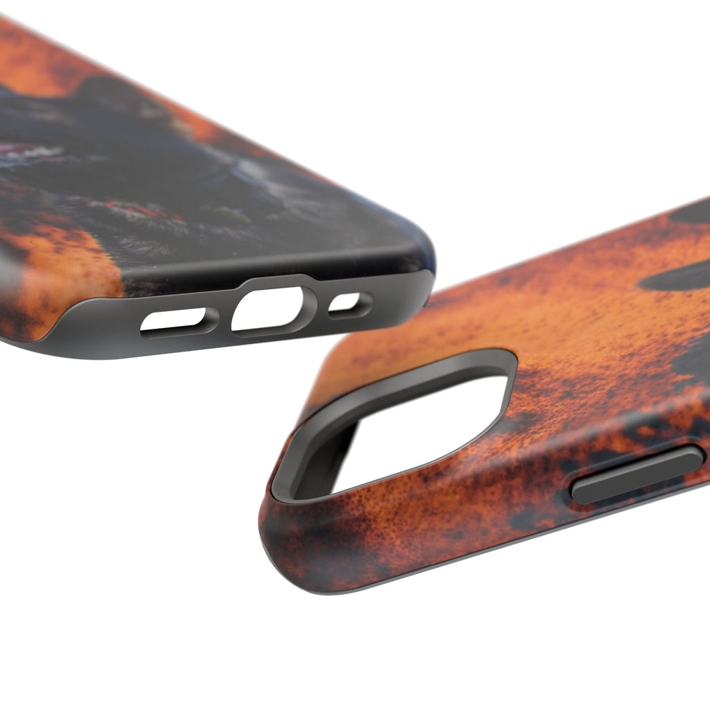 German Shepherd Phone Case — Flame Background Magnetic Impact-Resistant