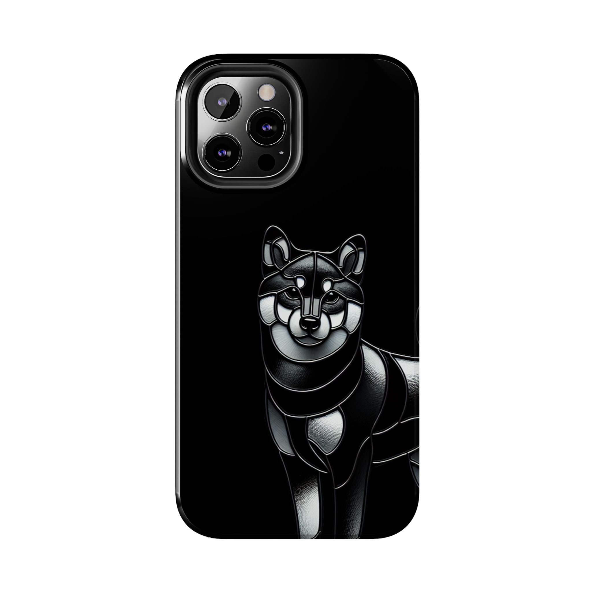 Wolf Silhouette Tough Phone Case — Black Geometric Wolf Protective Cover
