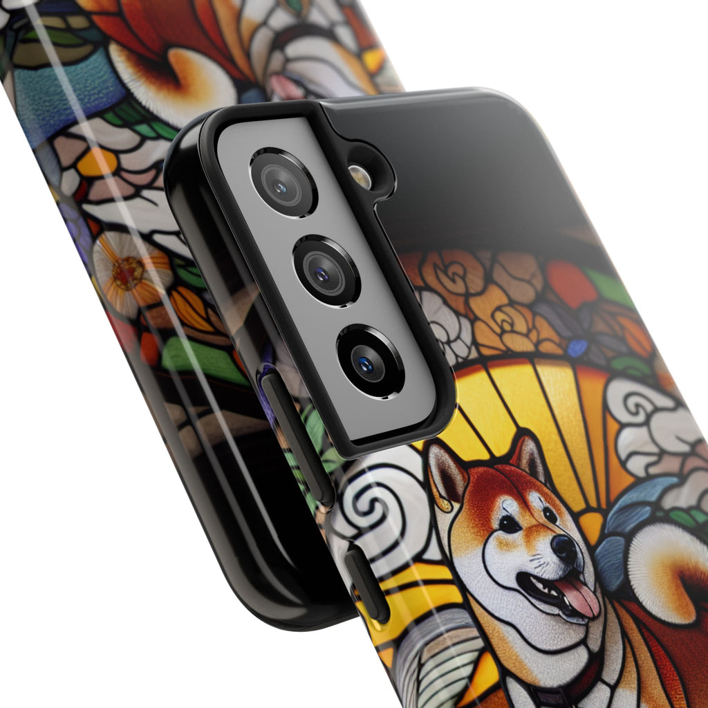 Shiba Inu Stained-Glass Tough Phone Case — Durable Protective Dog Art Cover