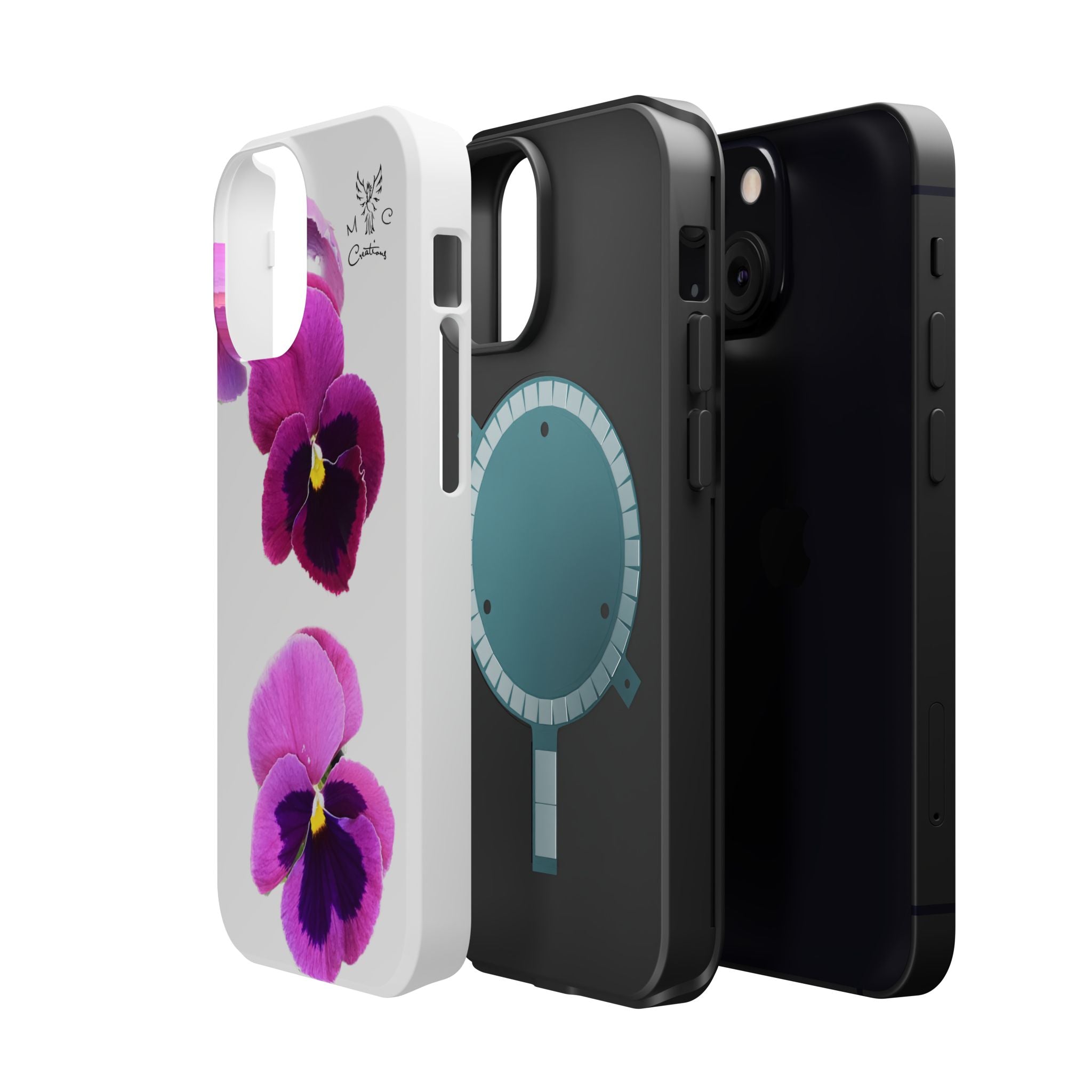 Pansy Blossom Magnetic Phone Case — Impact‑Resistant Floral iPhone Cover