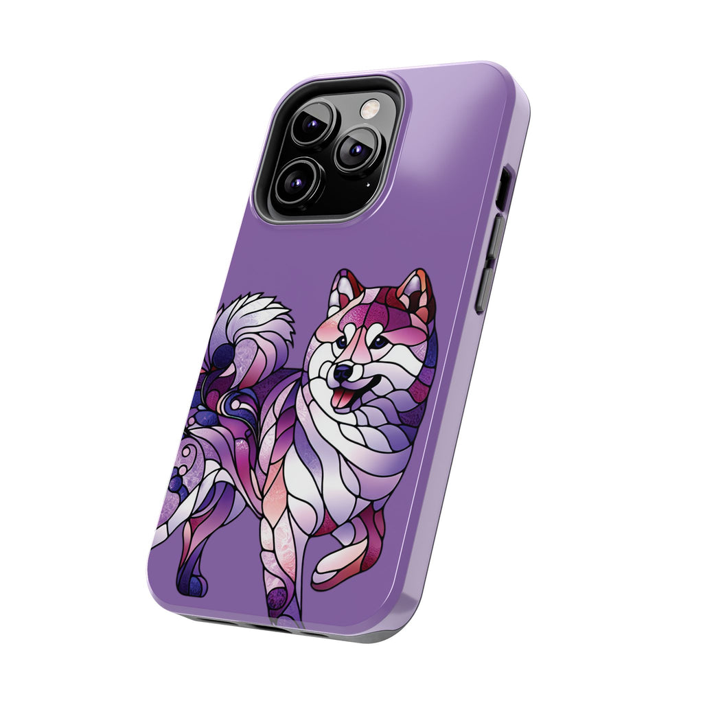 Purple Stained-Glass Shiba Inu Tough Phone Case — Protective Artistic Phone Cover