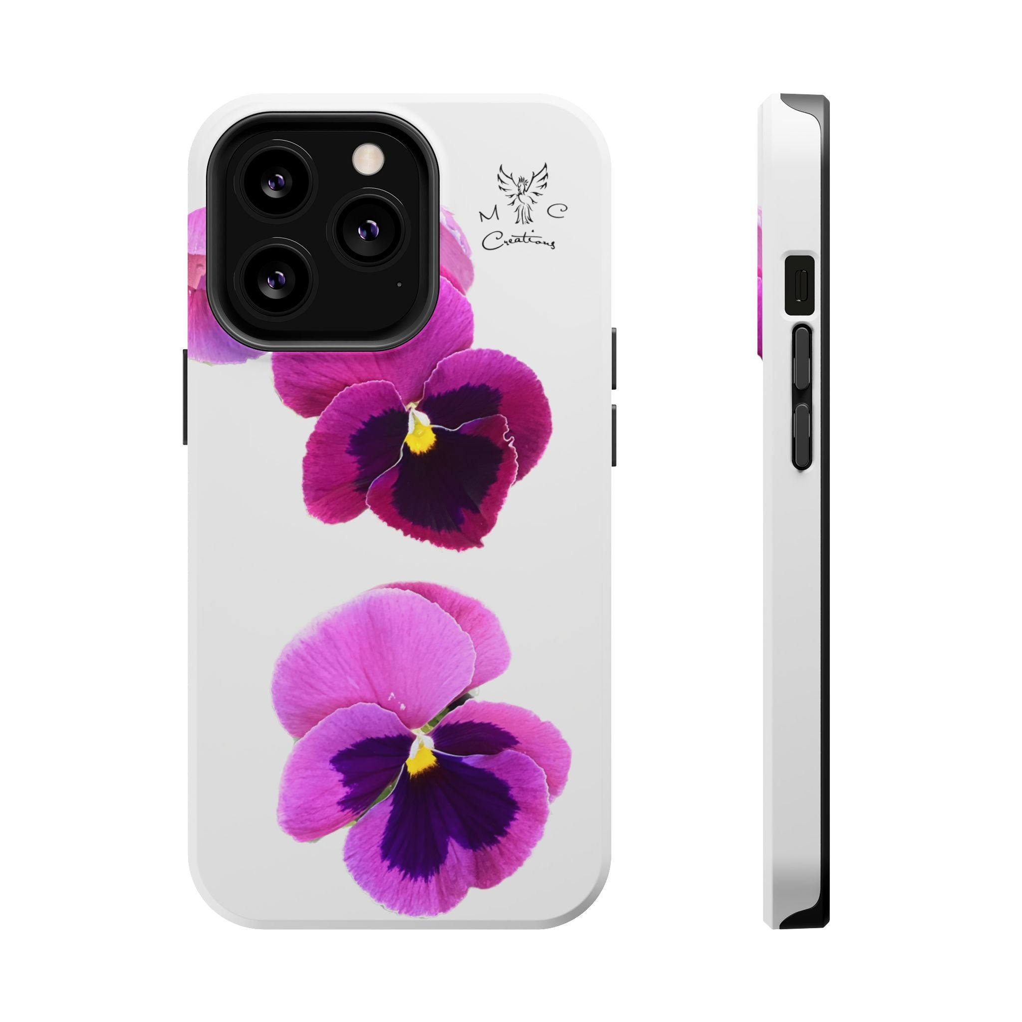 Pansy Blossom Magnetic Phone Case — Impact‑Resistant Floral iPhone Cover