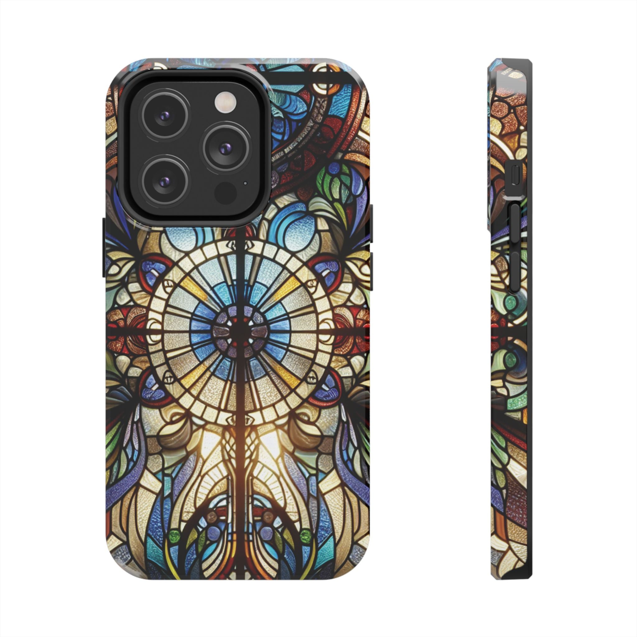 Stained Glass Mandala Tough Phone Case — Floral Vintage Art iPhone Cover