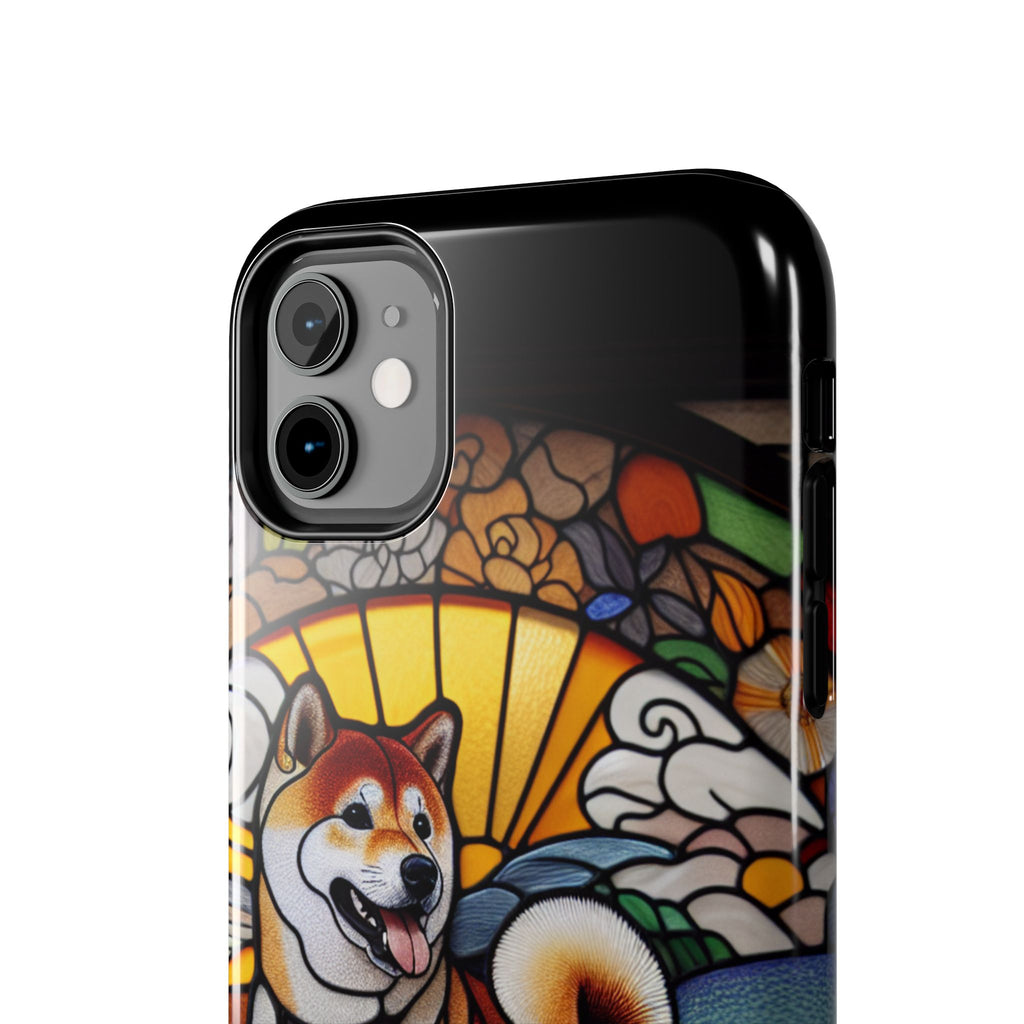 Shiba Inu Stained-Glass Tough Phone Case — Durable Protective Dog Art Cover