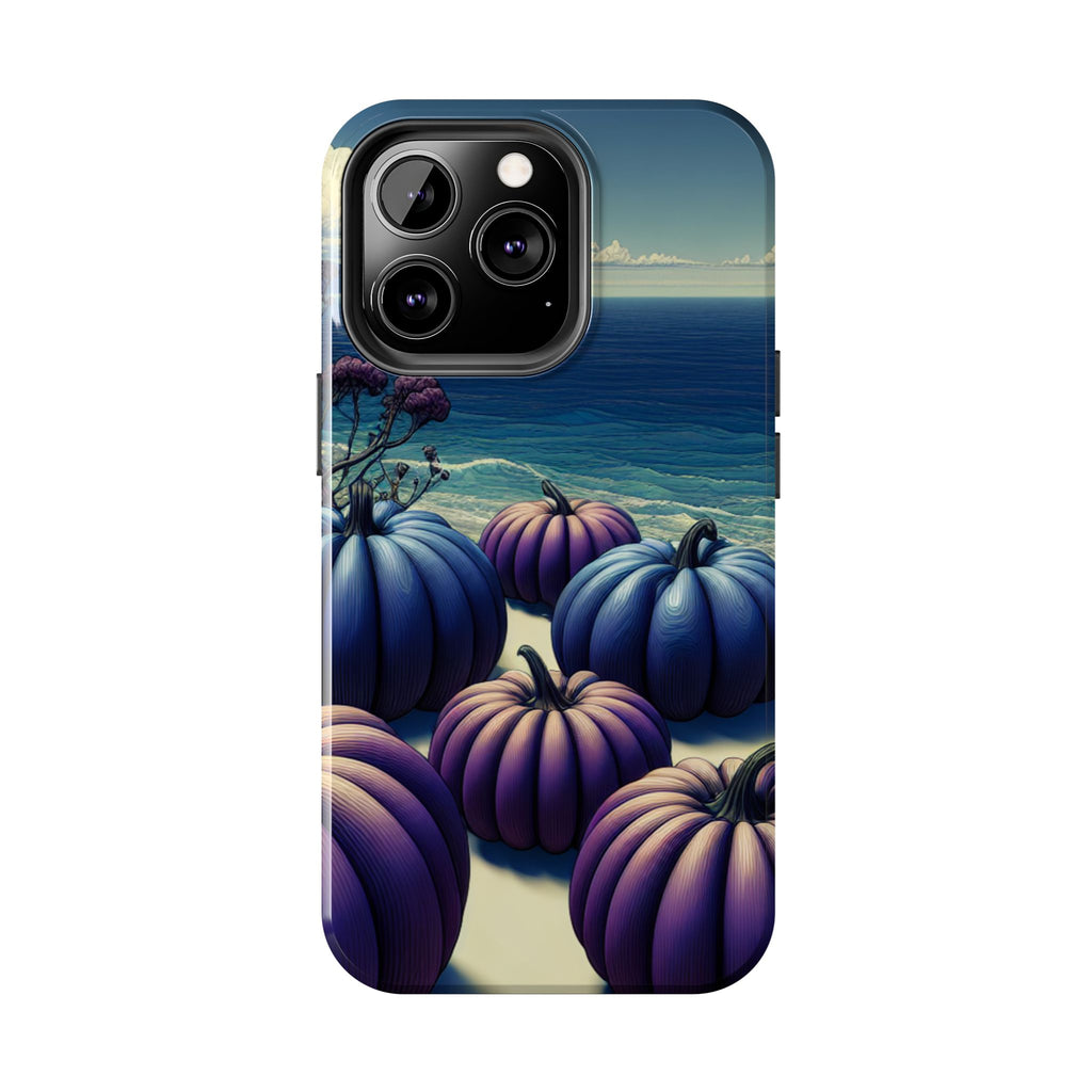 Blue Pumpkin Beach Tough Phone Case — Coastal Halloween Fall iPhone Cover