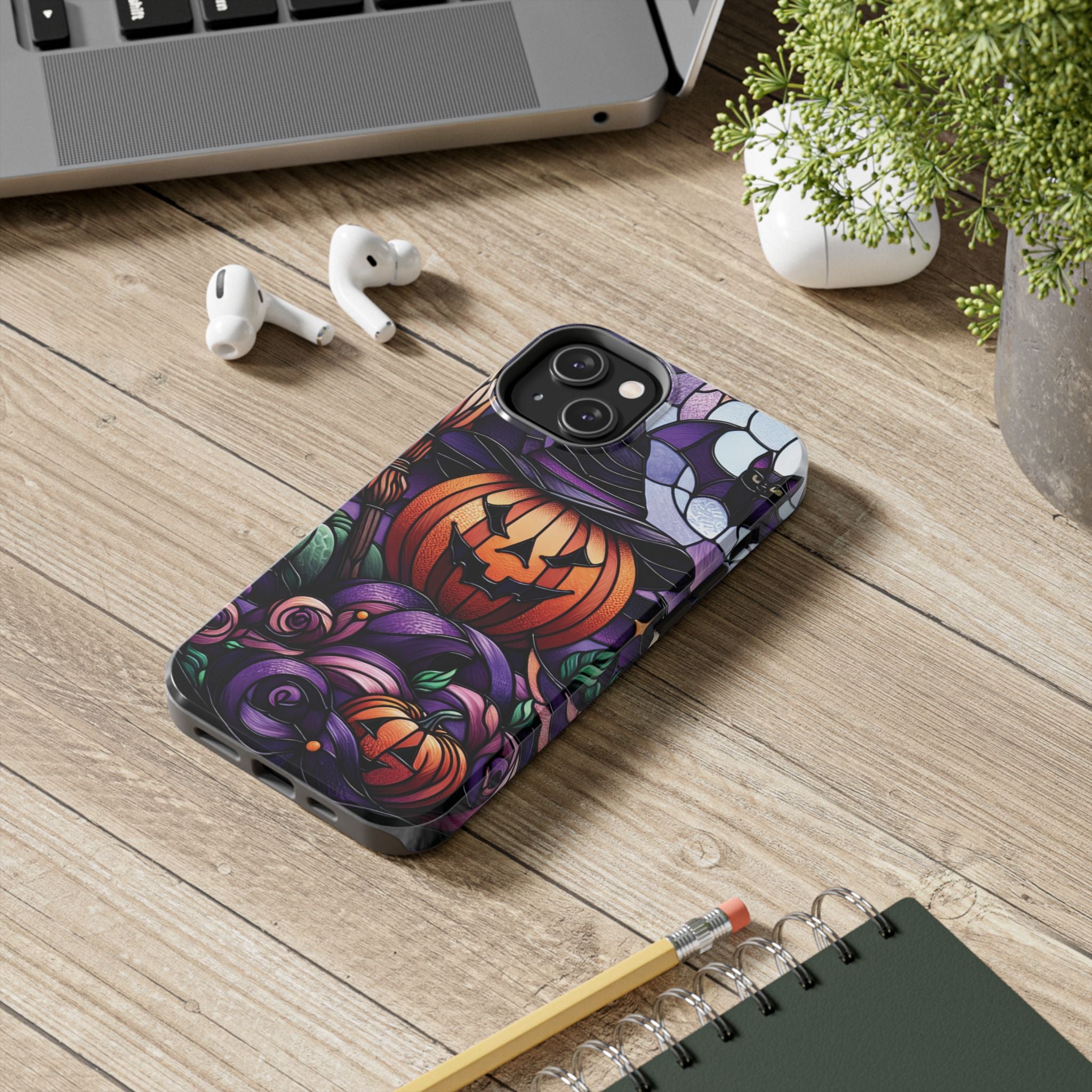 Halloween Jack-O'-Lantern Tough Phone Case — Spooky Pumpkin Witch Hat Design