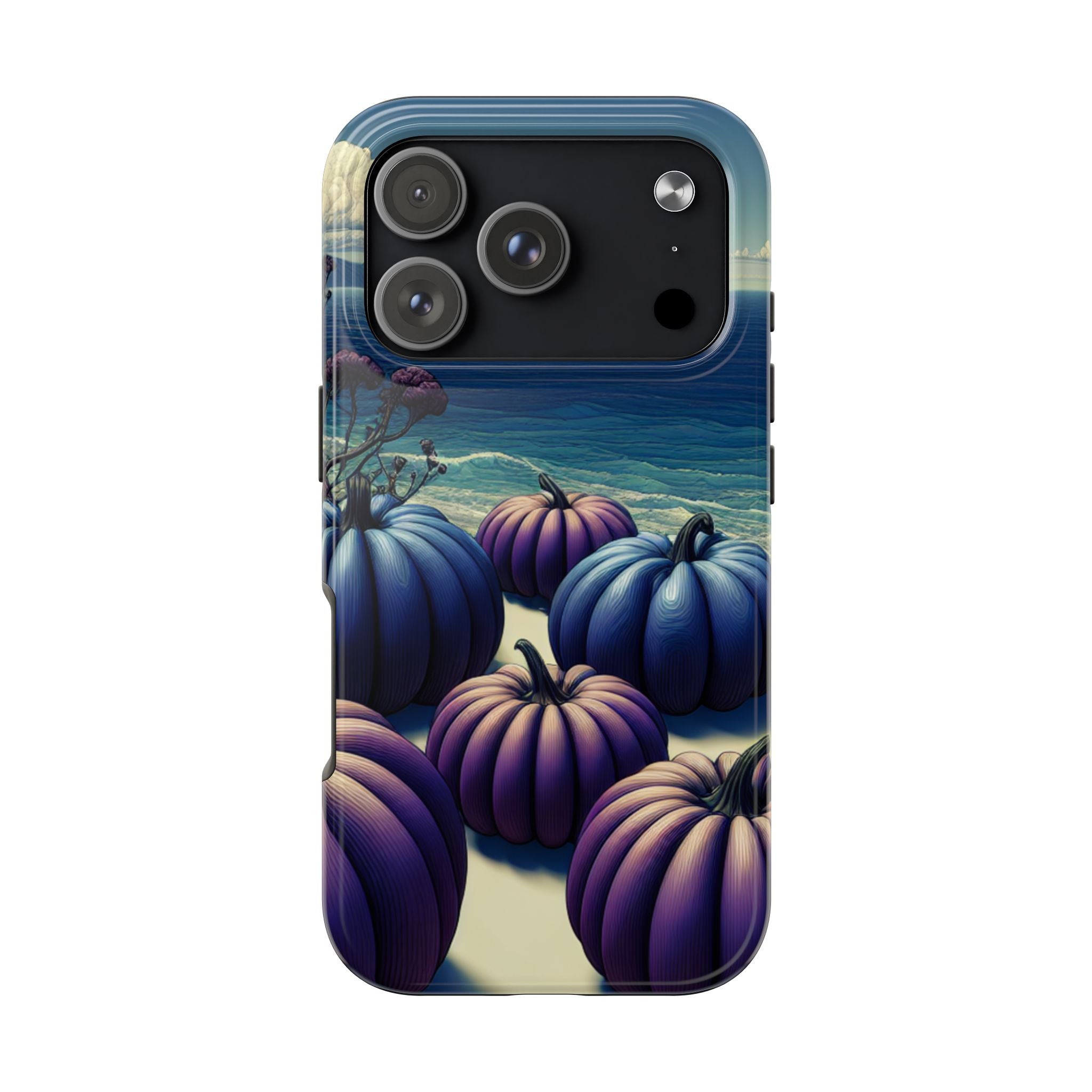 Blue Pumpkin Beach Tough Phone Case — Coastal Halloween Fall iPhone Cover