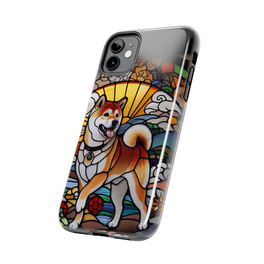 Shiba Inu Stained-Glass Tough Phone Case — Durable Protective Dog Art Cover