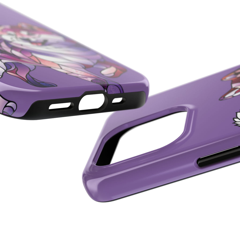 Purple Stained-Glass Shiba Inu Tough Phone Case — Protective Artistic Phone Cover