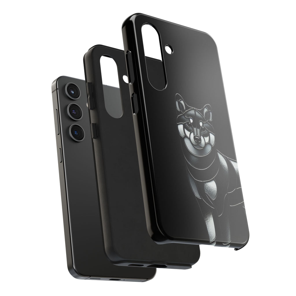 Wolf Silhouette Tough Phone Case — Black Geometric Wolf Protective Cover