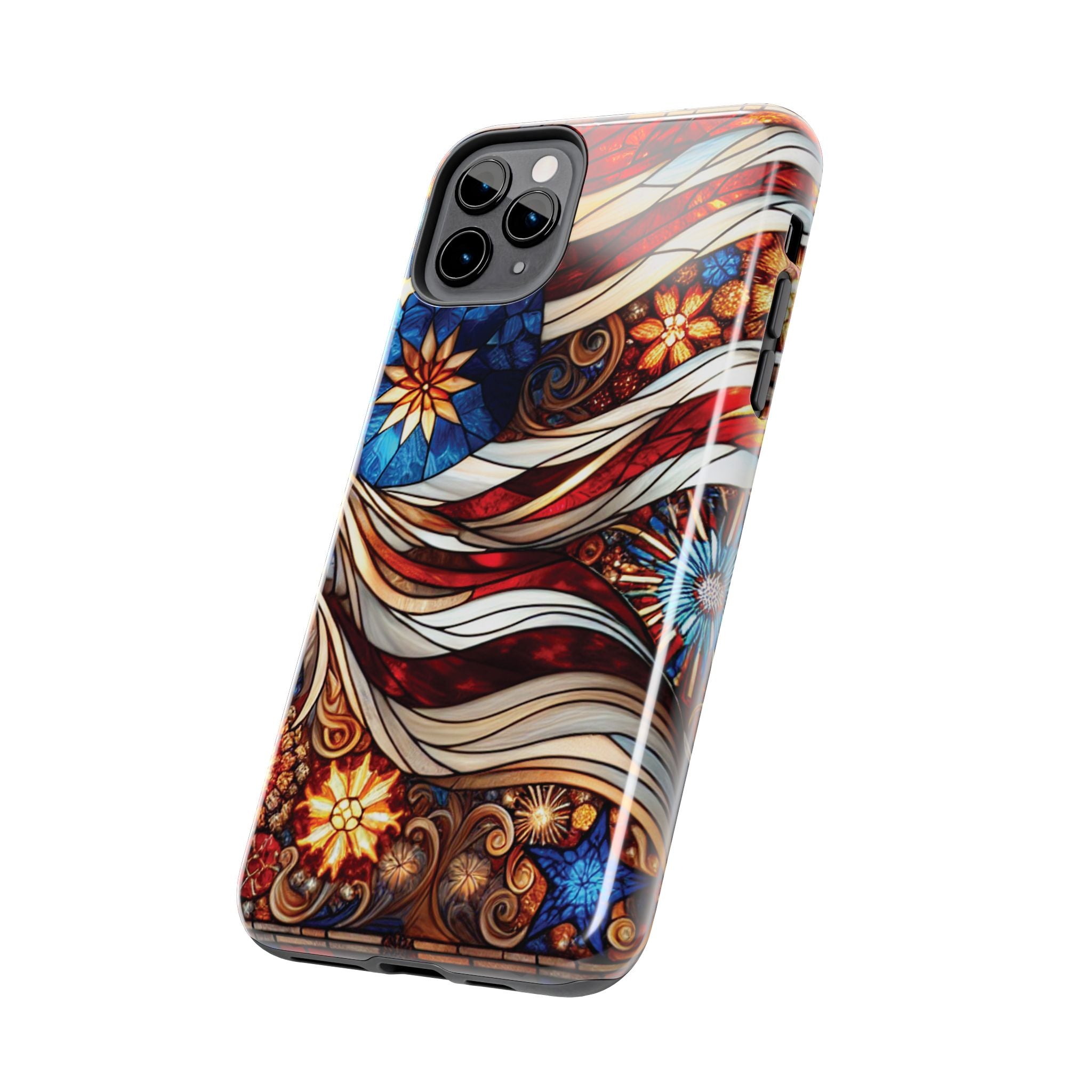American by Nature Colorful Stained Glass Tough Phone Cases | Unique iPhone Covers, Protective Cases, Vibrant Designs, Gifts for Him/Her