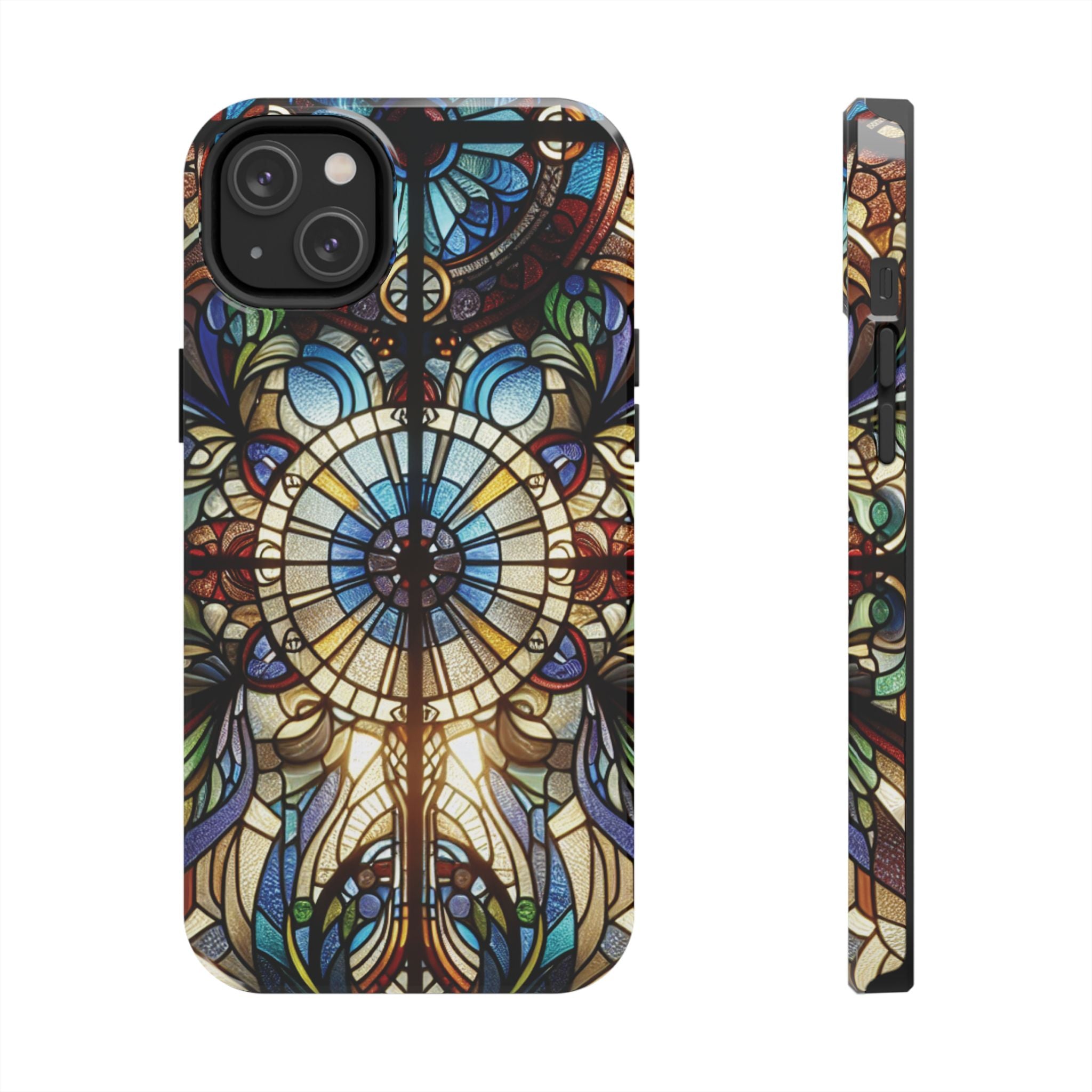 Stained Glass Mandala Tough Phone Case — Floral Vintage Art iPhone Cover