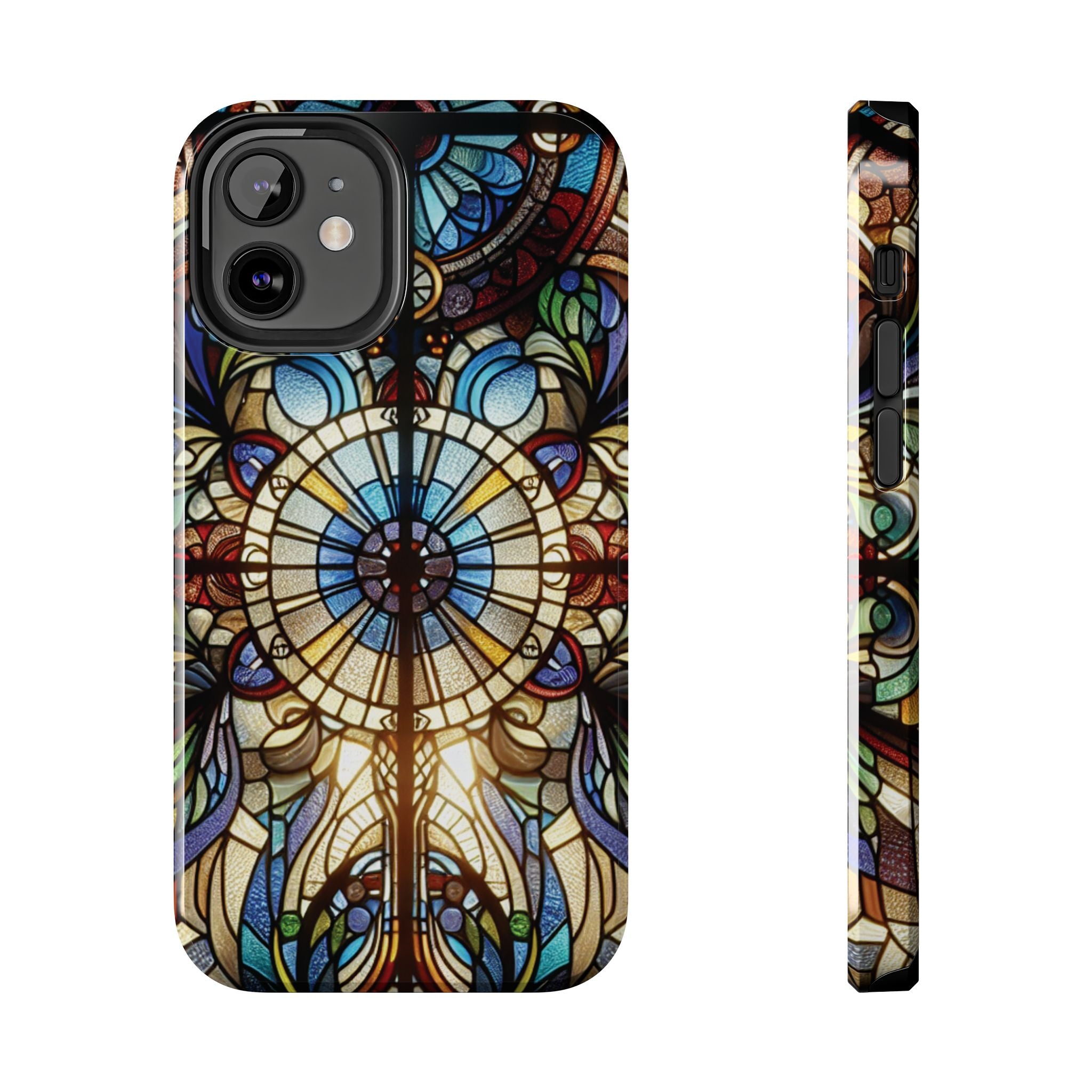 Stained Glass Mandala Tough Phone Case — Floral Vintage Art iPhone Cover
