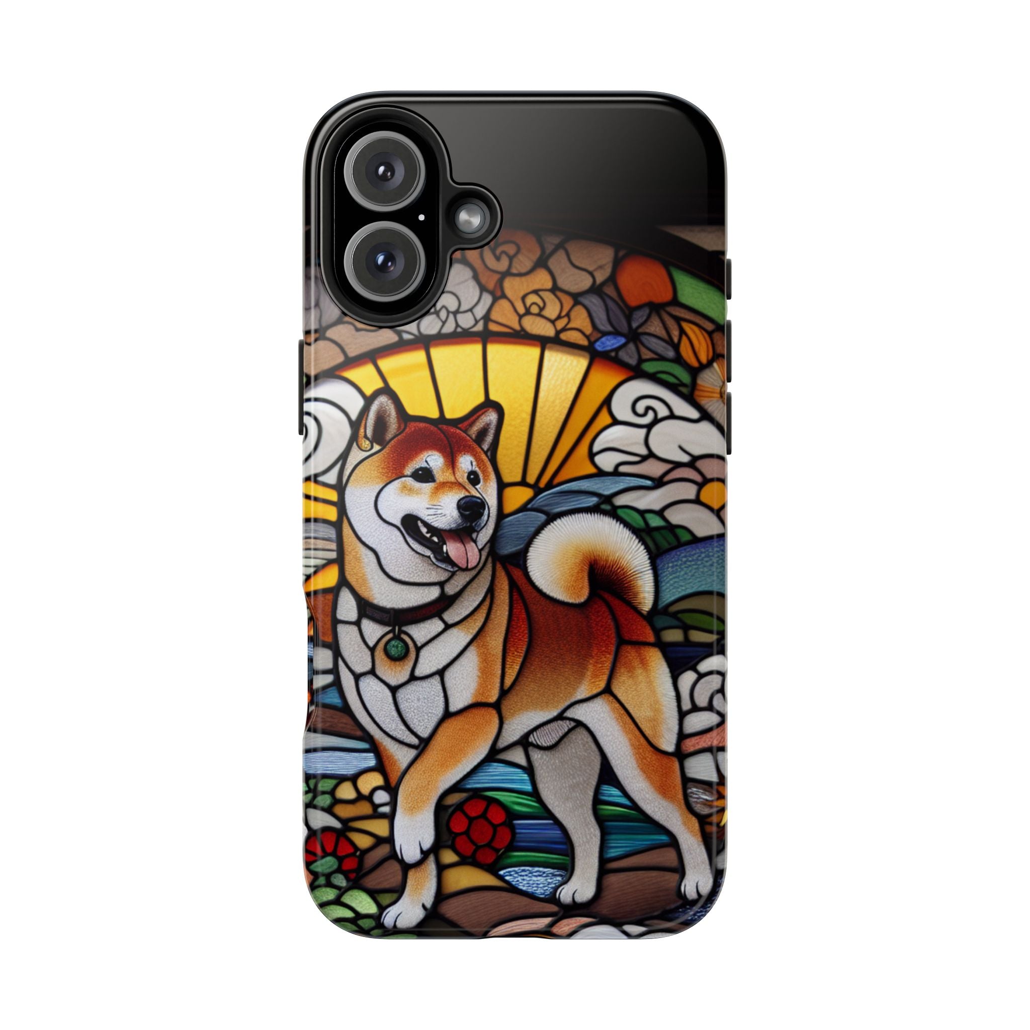 Shiba Inu Stained-Glass Tough Phone Case — Durable Protective Dog Art Cover