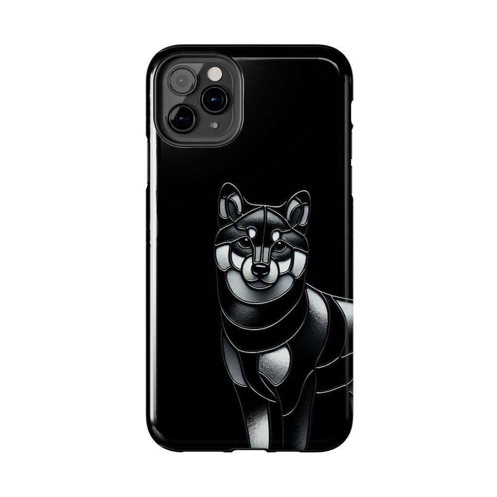 Wolf Silhouette Tough Phone Case — Black Geometric Wolf Protective Cover