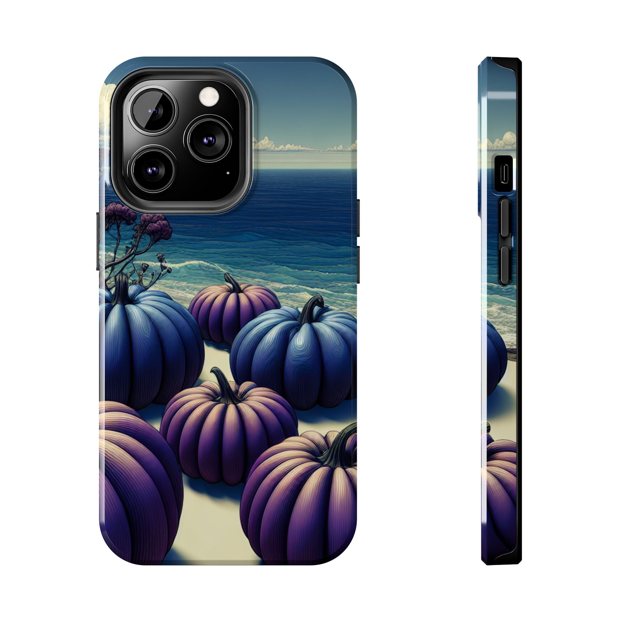 Blue Pumpkin Beach Tough Phone Case — Coastal Halloween Fall iPhone Cover