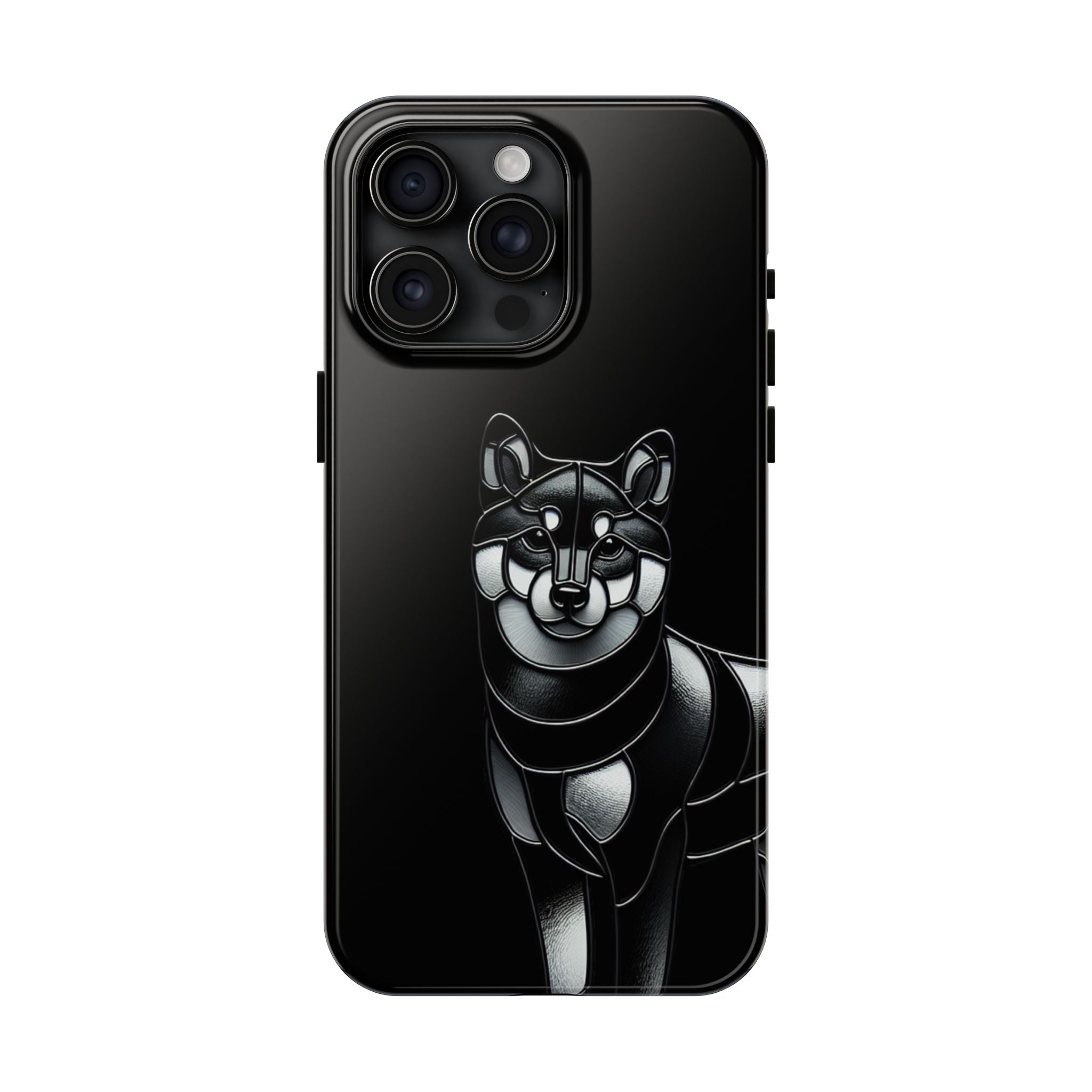 Wolf Silhouette Tough Phone Case — Black Geometric Wolf Protective Cover