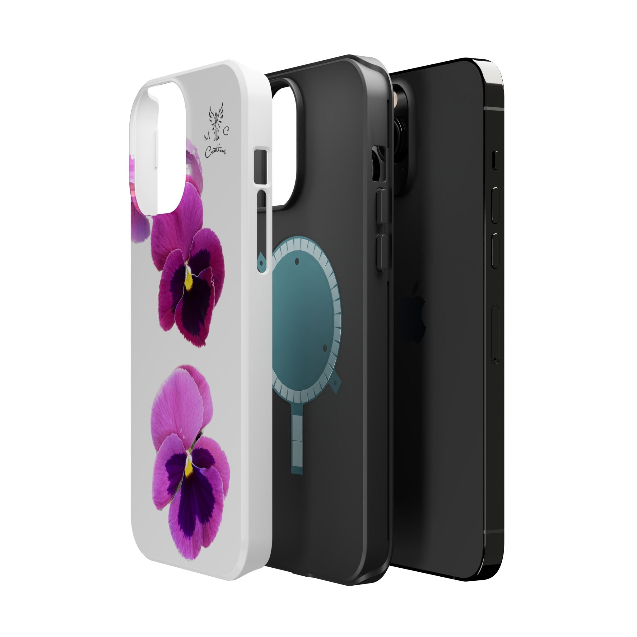 Pansy Blossom Magnetic Phone Case — Impact‑Resistant Floral iPhone Cover