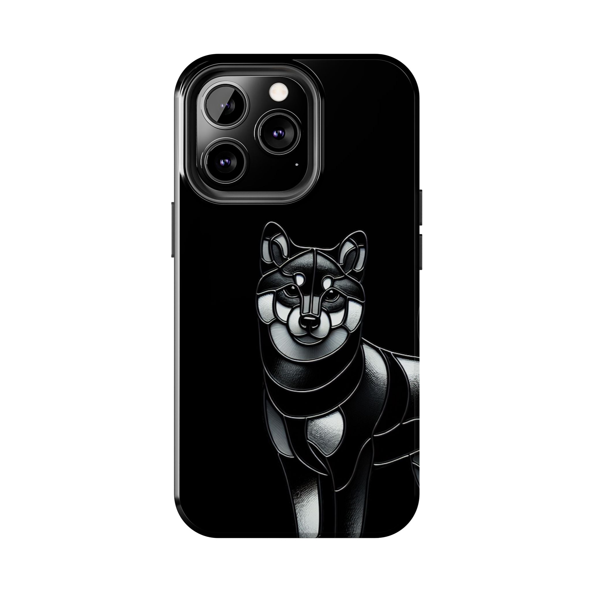 Wolf Silhouette Tough Phone Case — Black Geometric Wolf Protective Cover