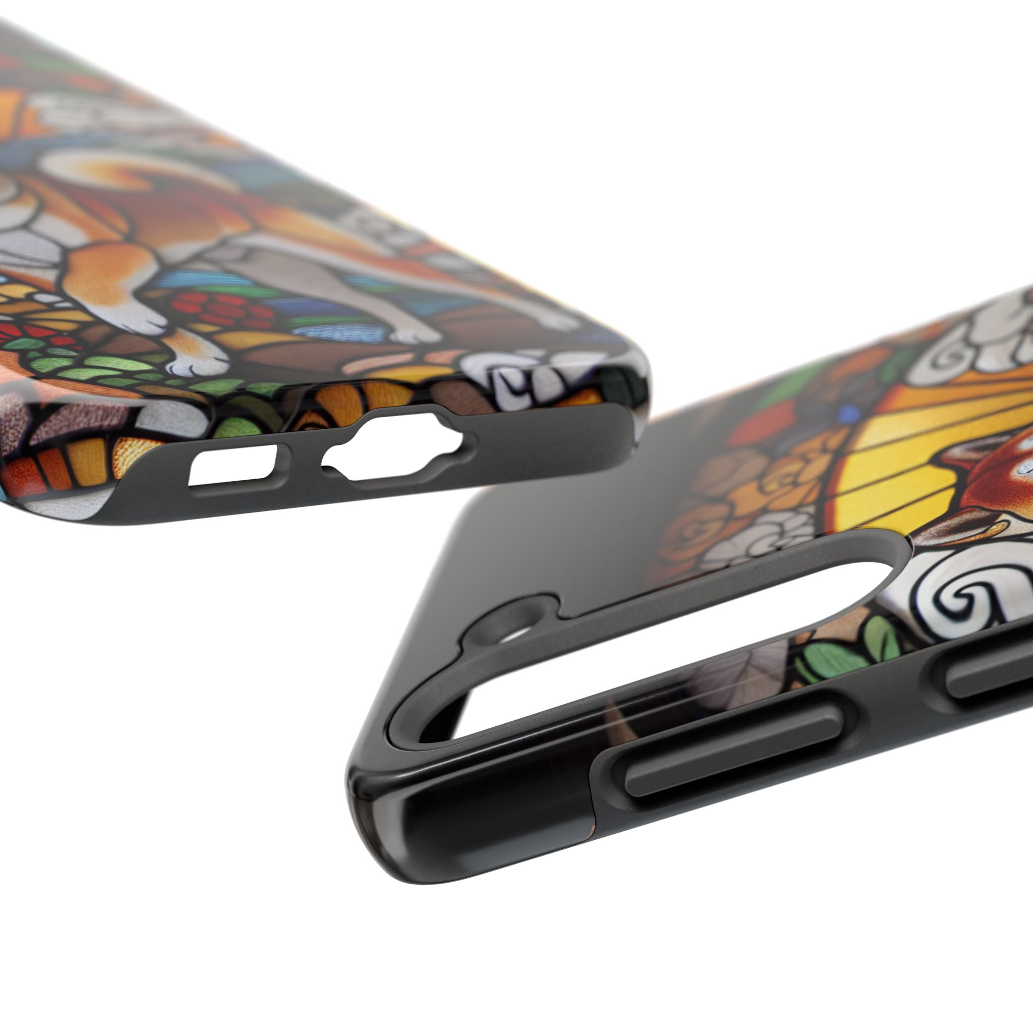 Shiba Inu Stained-Glass Tough Phone Case — Durable Protective Dog Art Cover