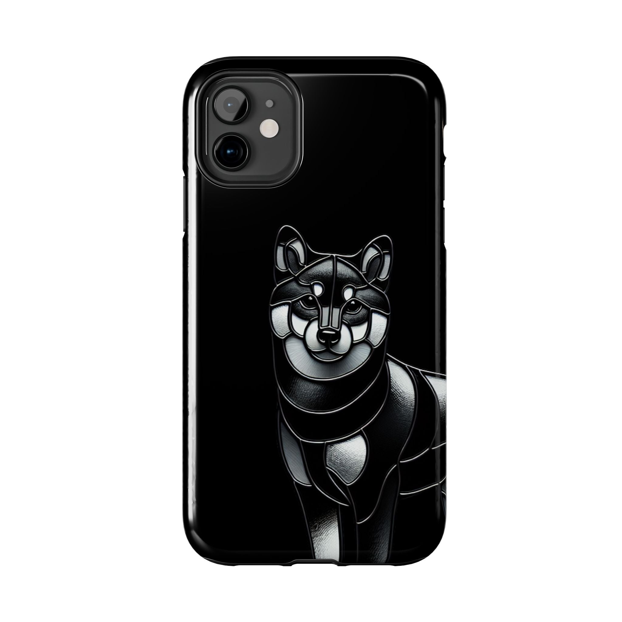 Wolf Silhouette Tough Phone Case — Black Geometric Wolf Protective Cover