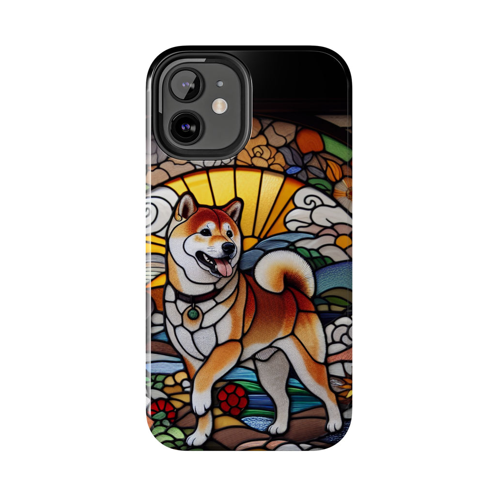 Shiba Inu Stained-Glass Tough Phone Case — Durable Protective Dog Art Cover