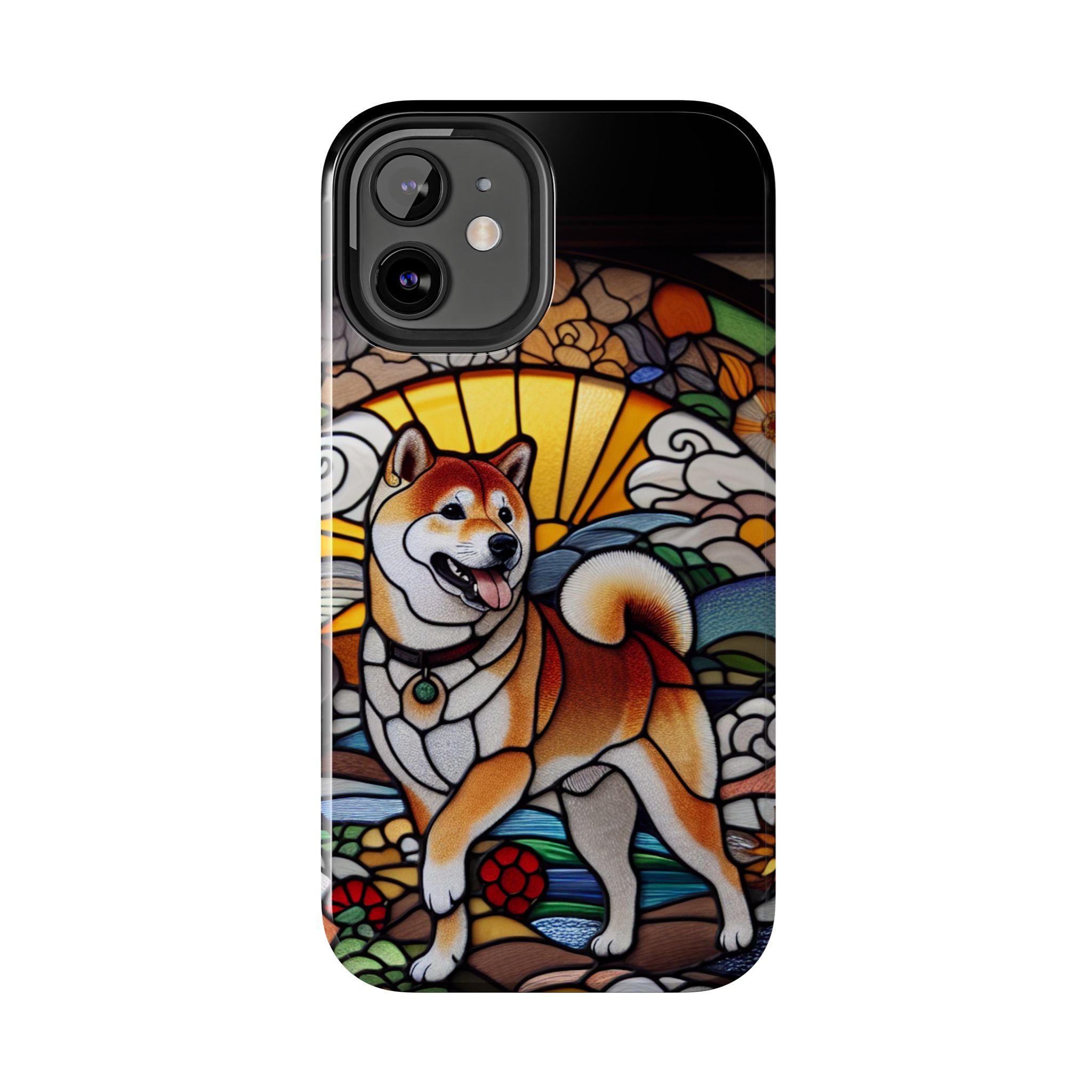 Shiba Inu Stained-Glass Tough Phone Case — Durable Protective Dog Art Cover