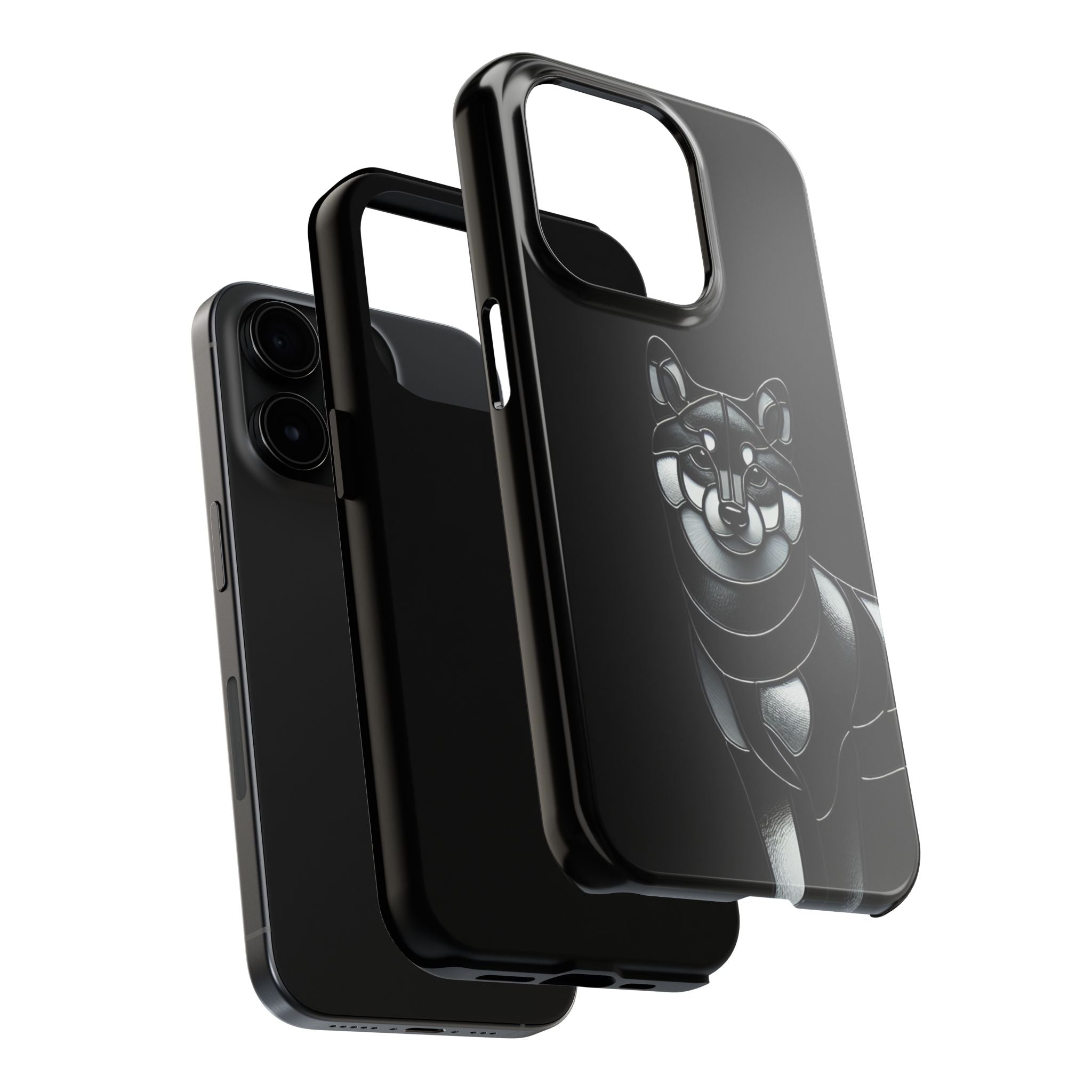 Wolf Silhouette Tough Phone Case — Black Geometric Wolf Protective Cover