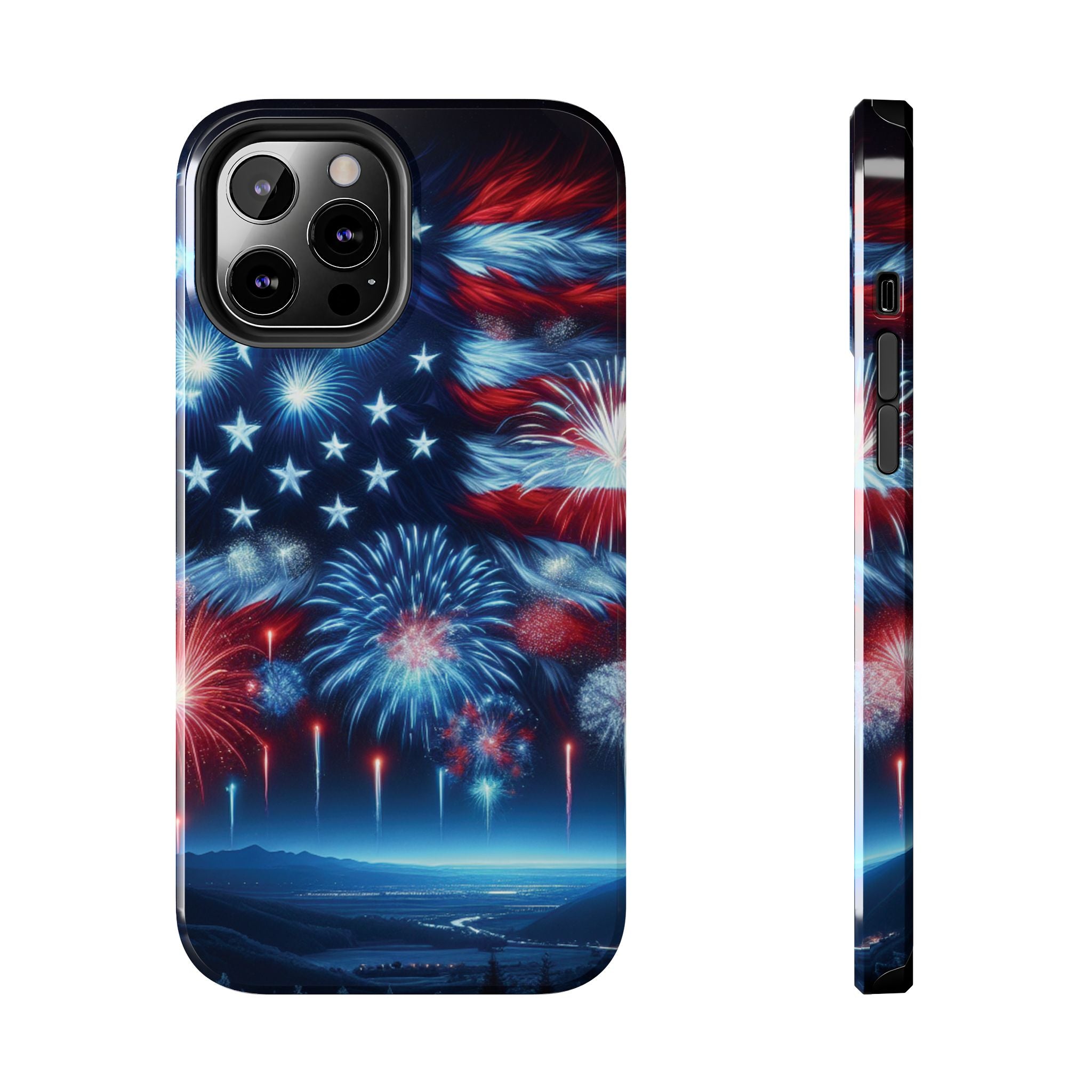 Patriotic Fireworks Phone Case, Independence Day, USA Pride, Tough Phone Cover, July 4th, Gift for Veterans