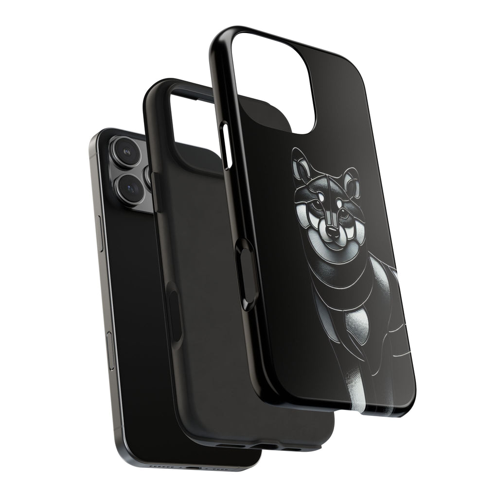 Wolf Silhouette Tough Phone Case — Black Geometric Wolf Protective Cover