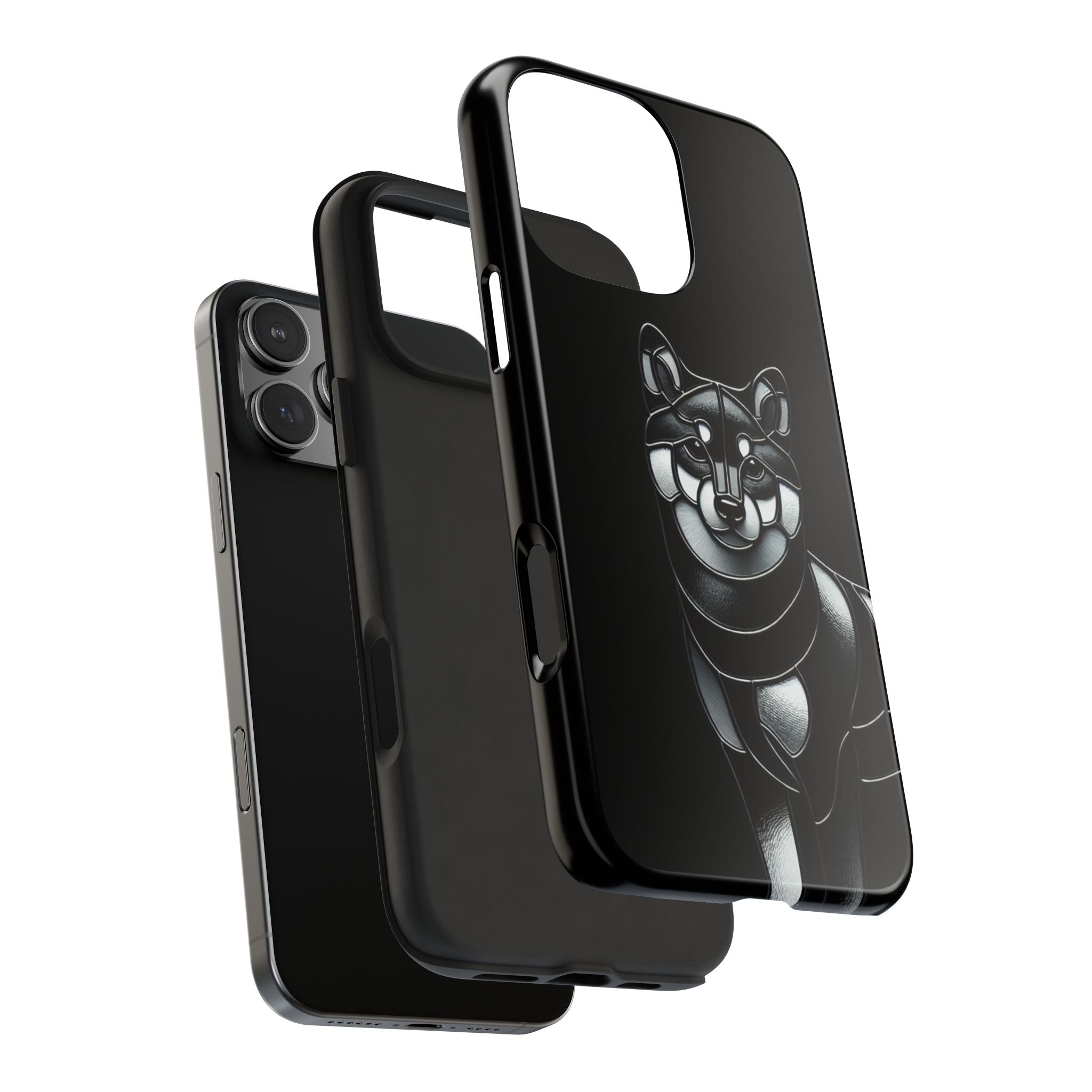Wolf Silhouette Tough Phone Case — Black Geometric Wolf Protective Cover