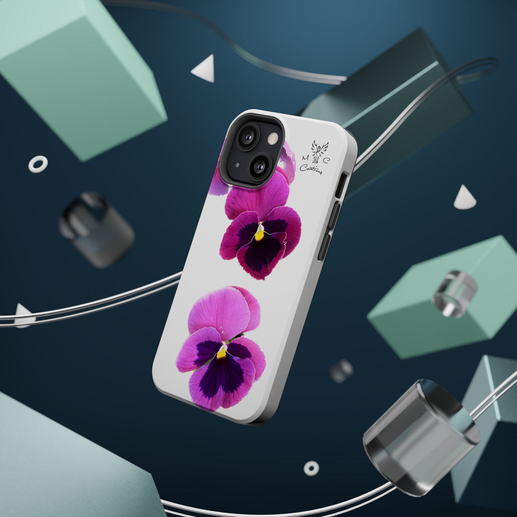 Pansy Blossom Magnetic Phone Case — Impact‑Resistant Floral iPhone Cover