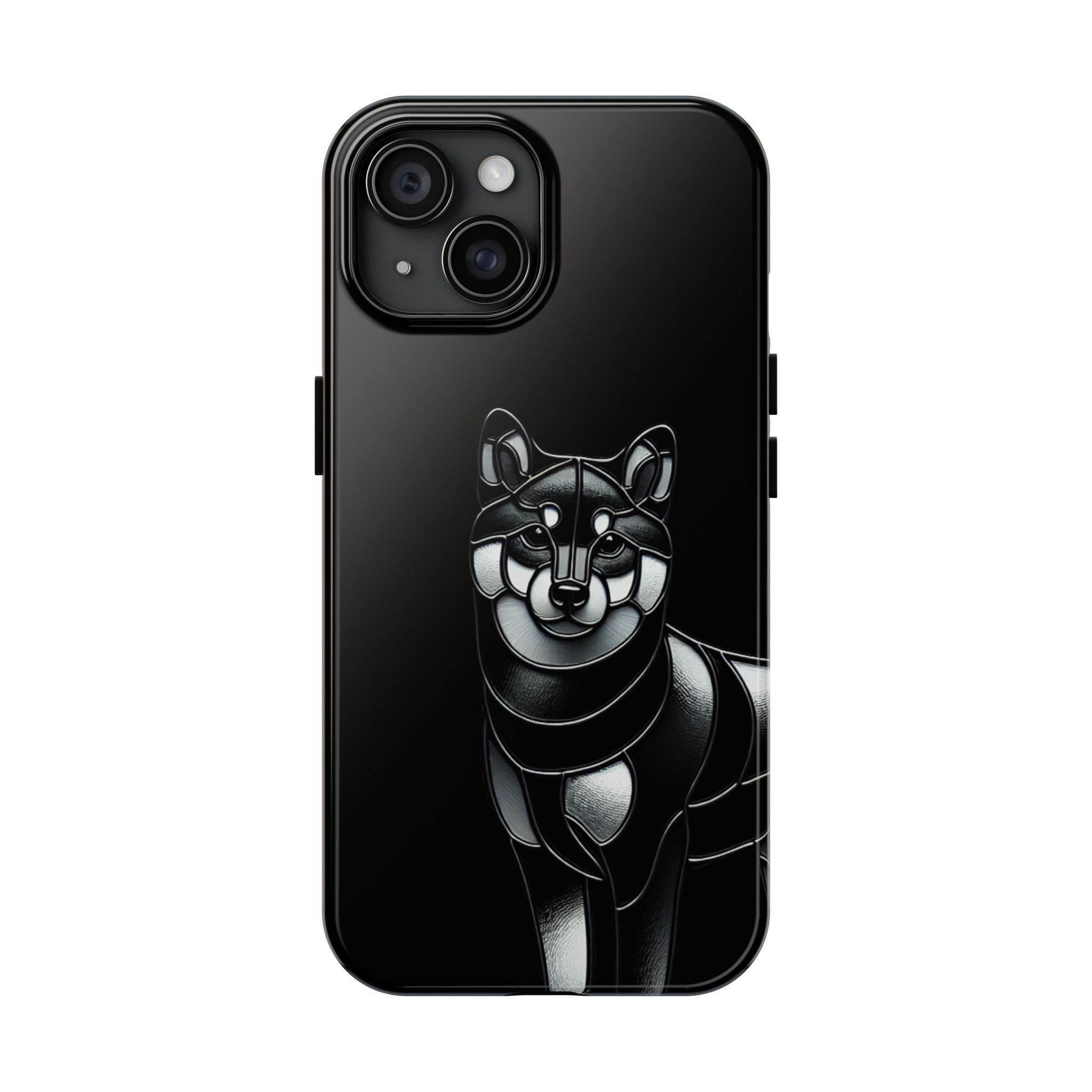 Wolf Silhouette Tough Phone Case — Black Geometric Wolf Protective Cover