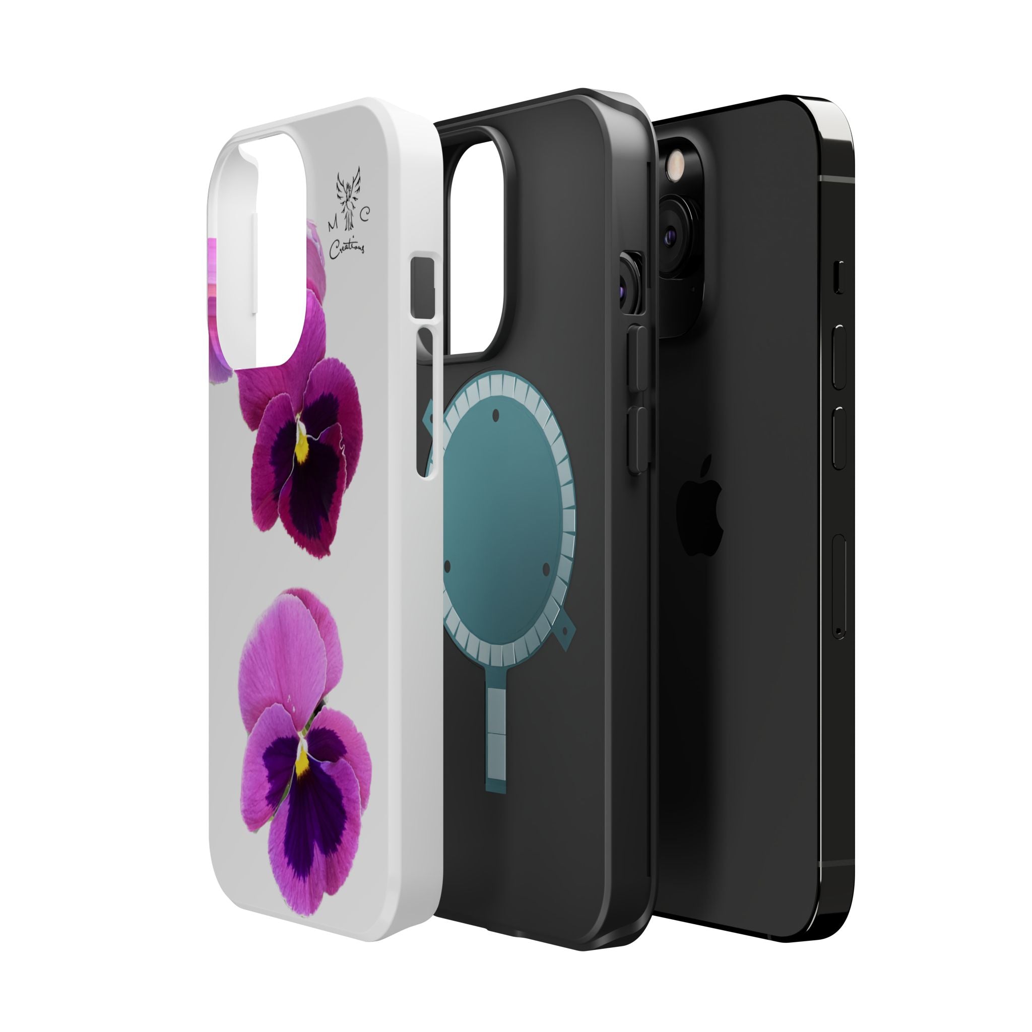 Pansy Blossom Magnetic Phone Case — Impact‑Resistant Floral iPhone Cover