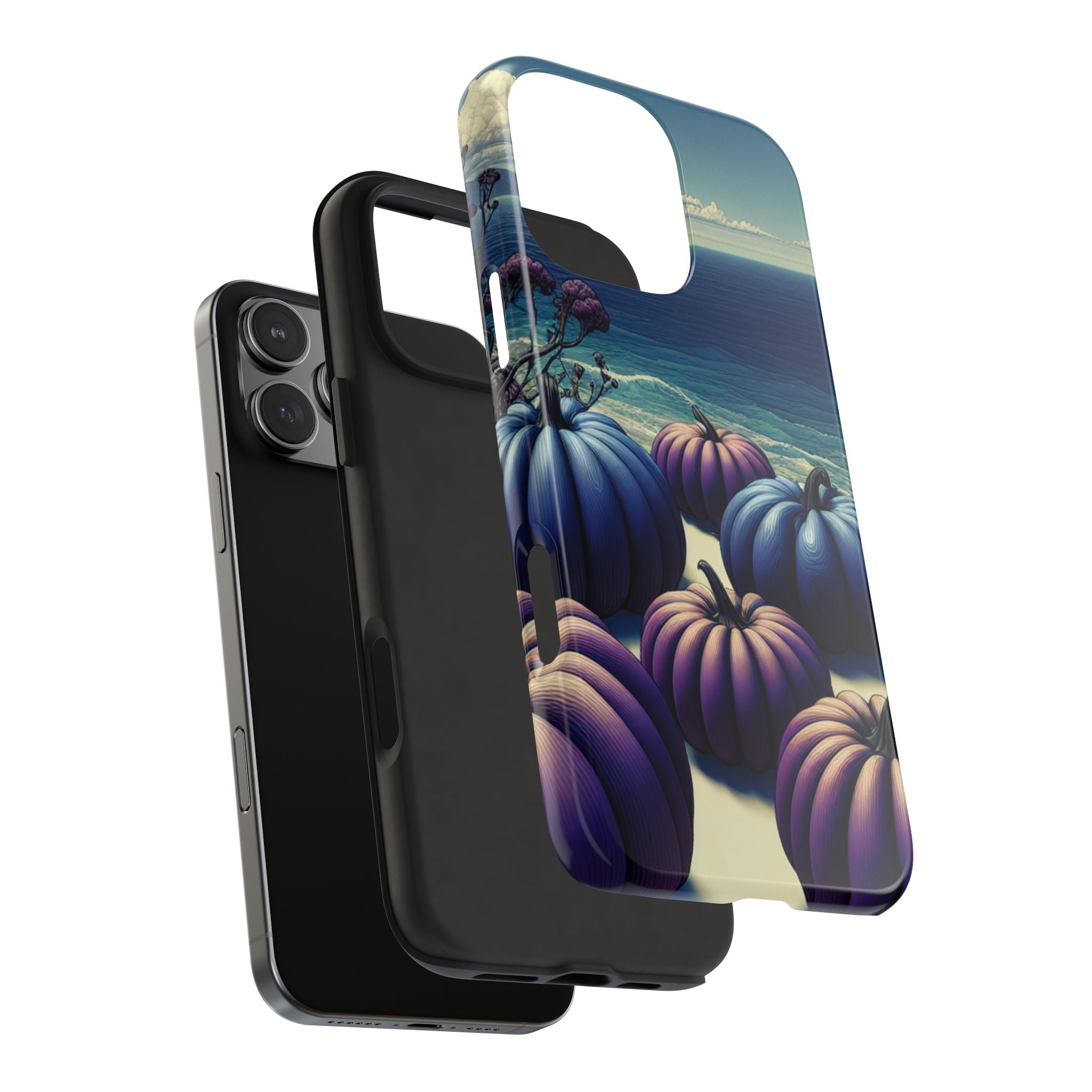 Blue Pumpkin Beach Tough Phone Case — Coastal Halloween Fall iPhone Cover