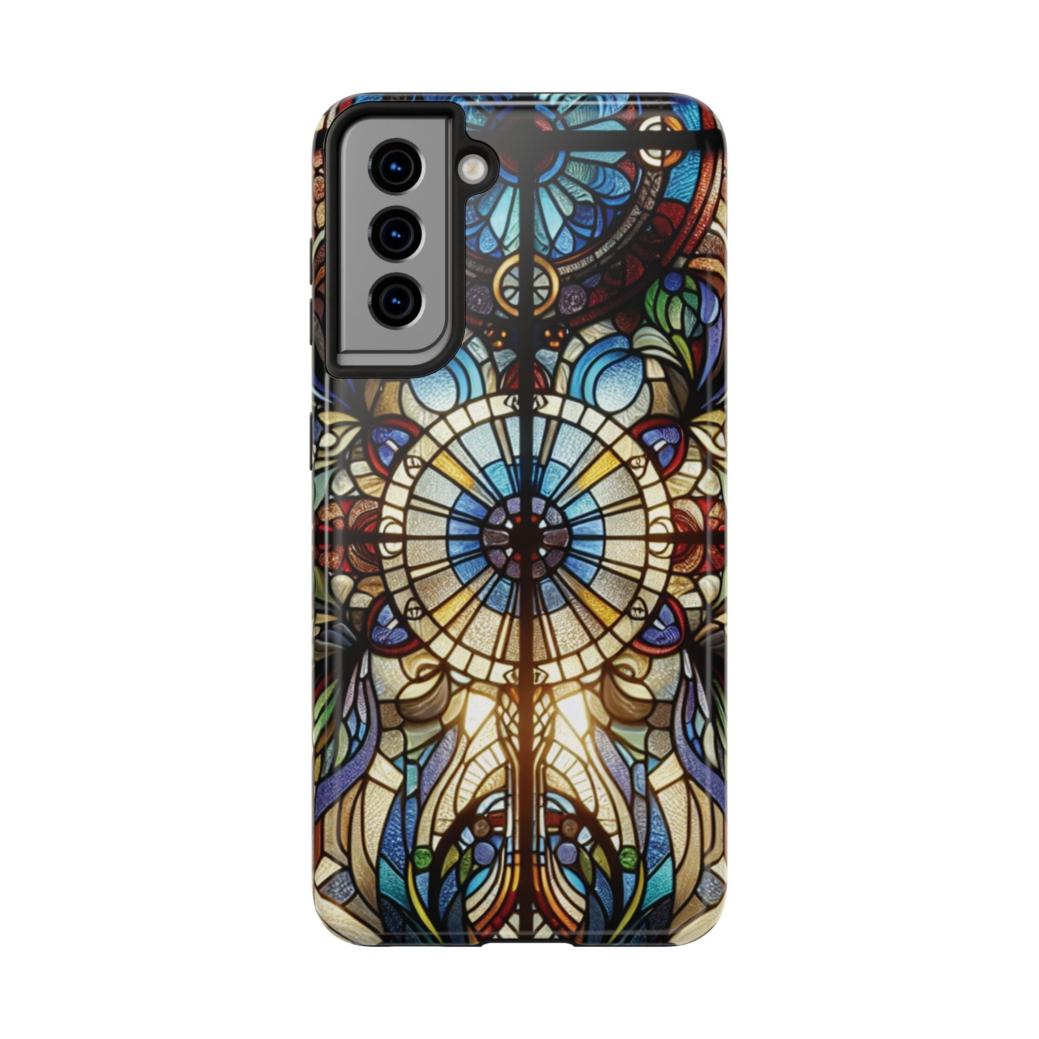 Stained Glass Mandala Tough Phone Case — Floral Vintage Art iPhone Cover