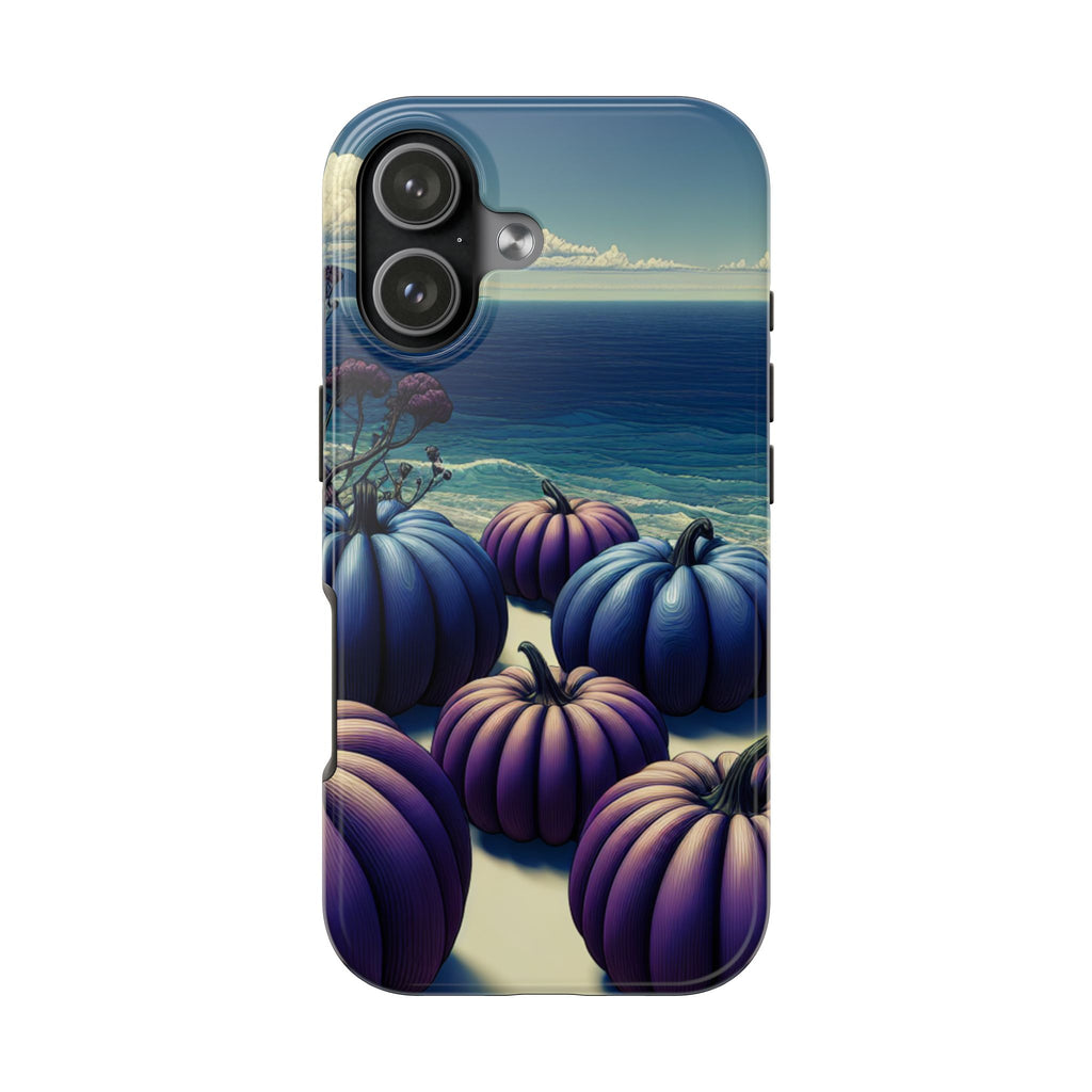 Blue Pumpkin Beach Tough Phone Case — Coastal Halloween Fall iPhone Cover