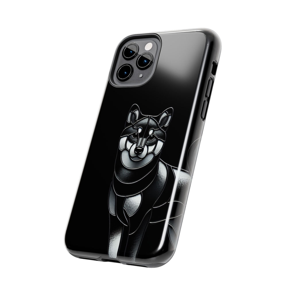 Wolf Silhouette Tough Phone Case — Black Geometric Wolf Protective Cover