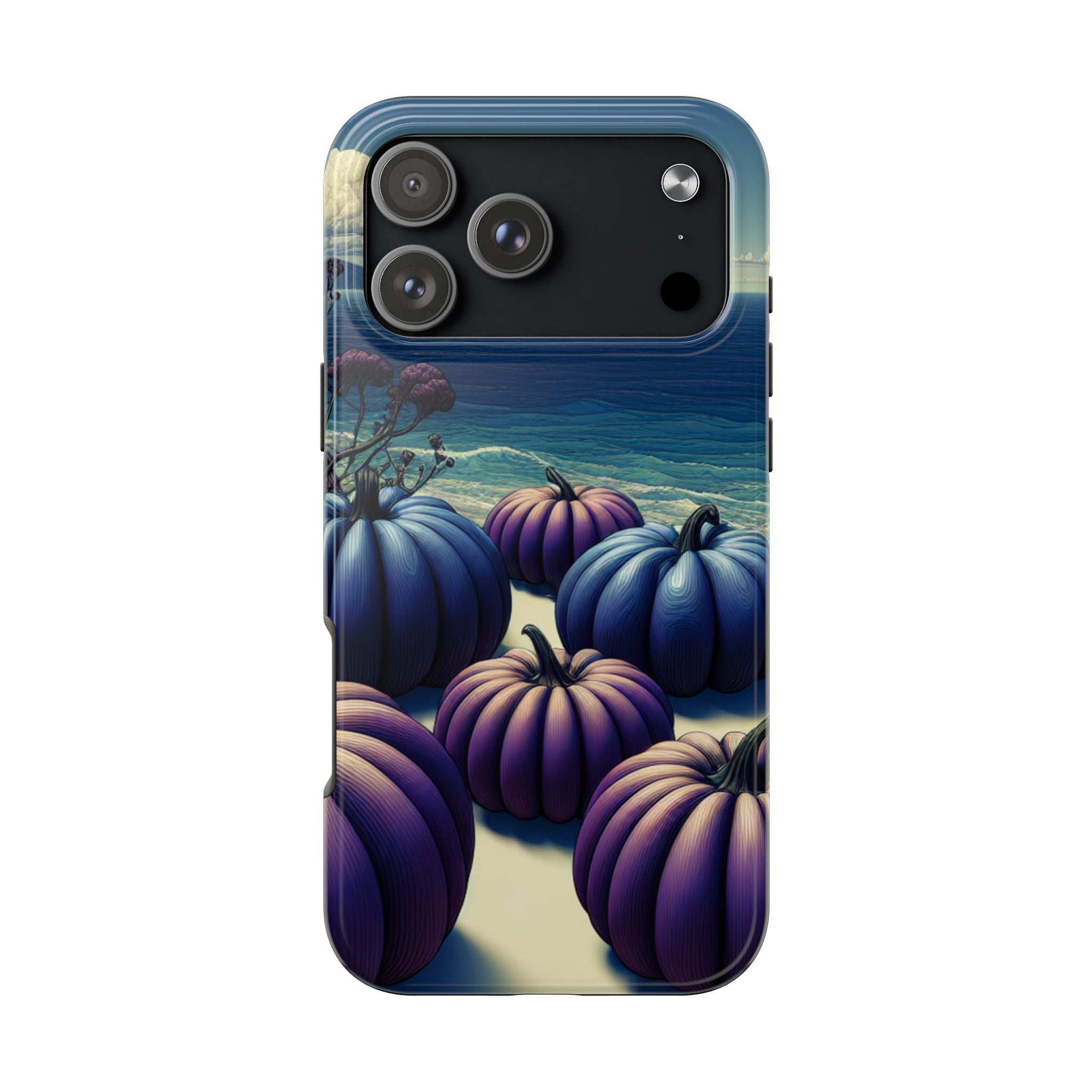 Blue Pumpkin Beach Tough Phone Case — Coastal Halloween Fall iPhone Cover