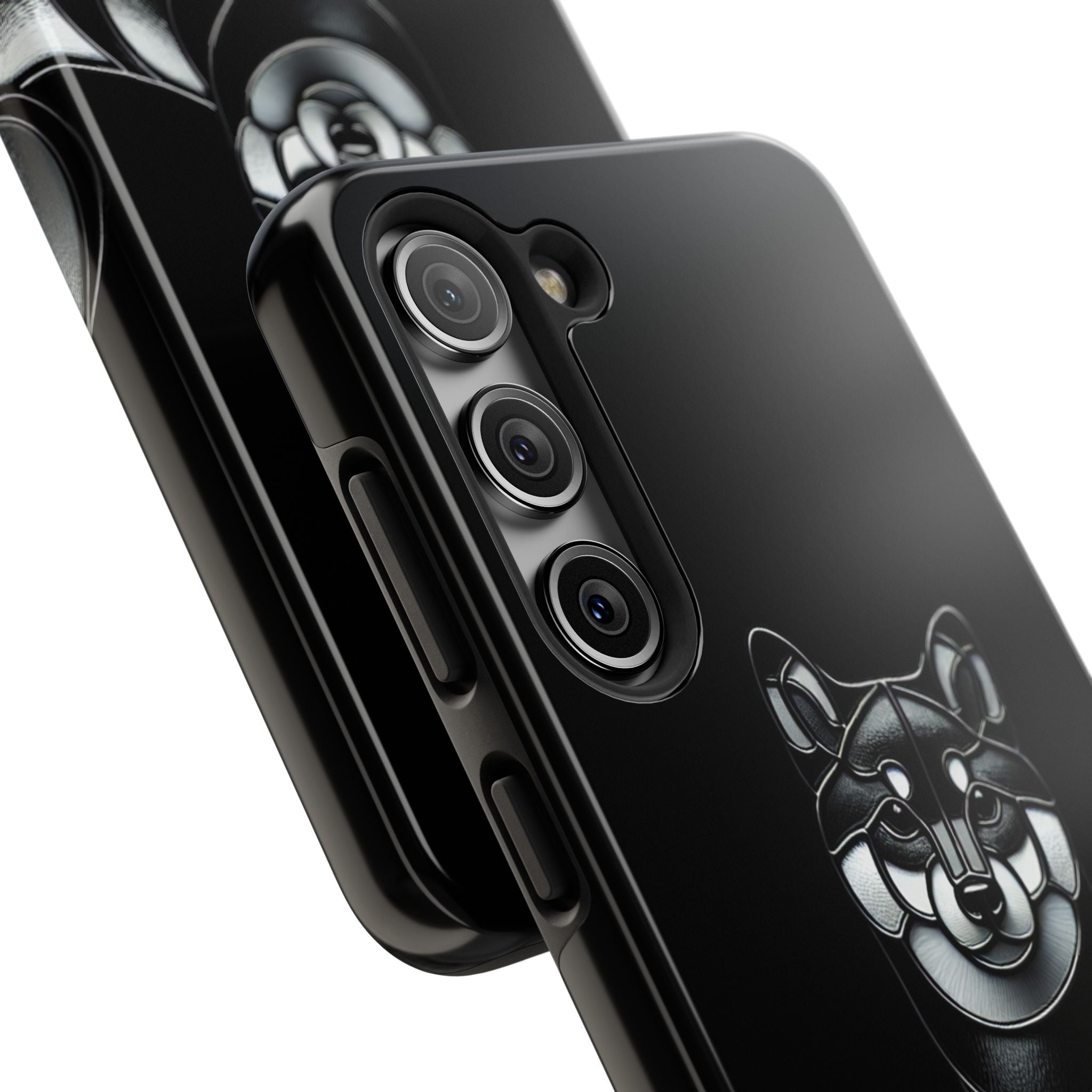 Wolf Silhouette Tough Phone Case — Black Geometric Wolf Protective Cover
